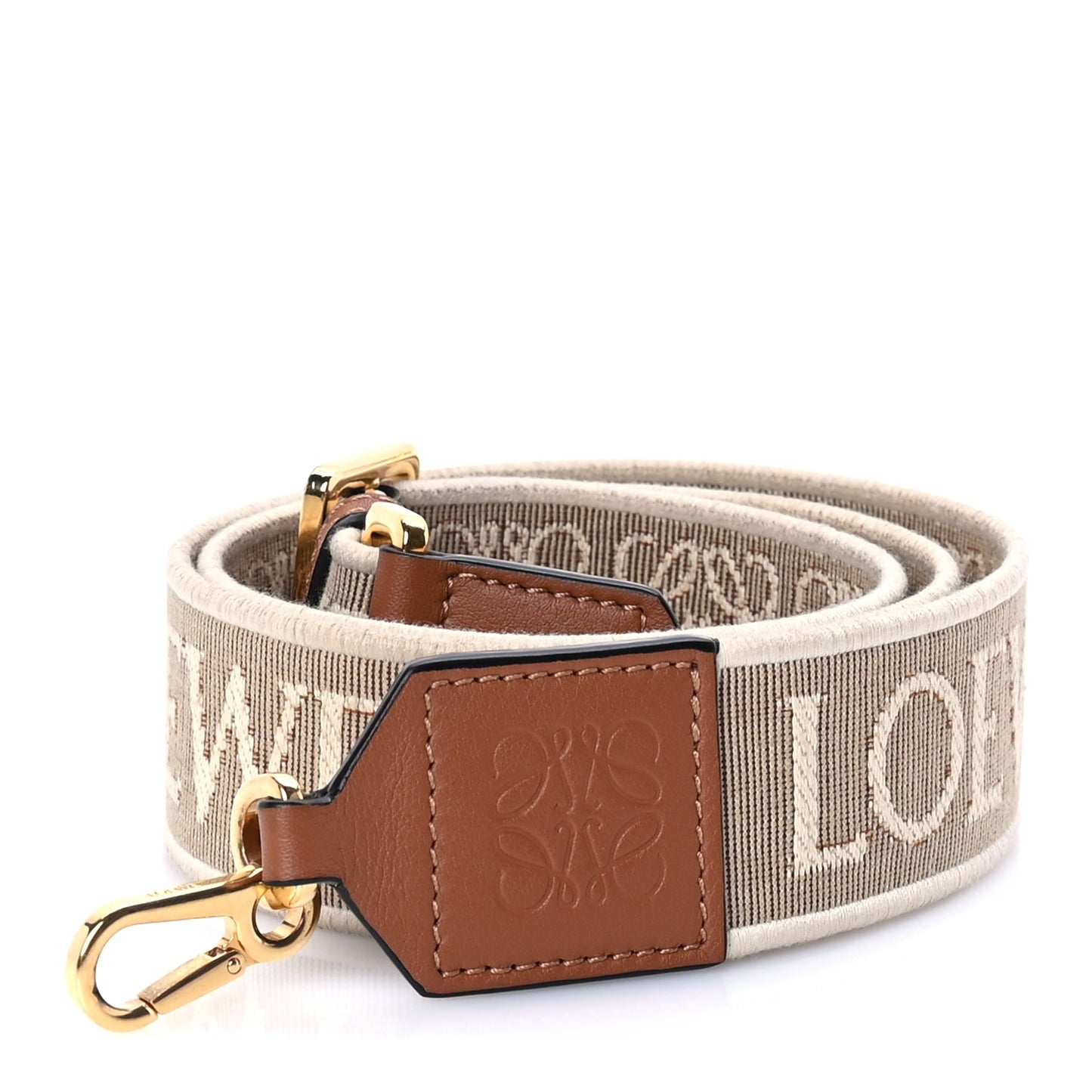Loewe Calfskin Jacquard Anagram Strap Natural Tan