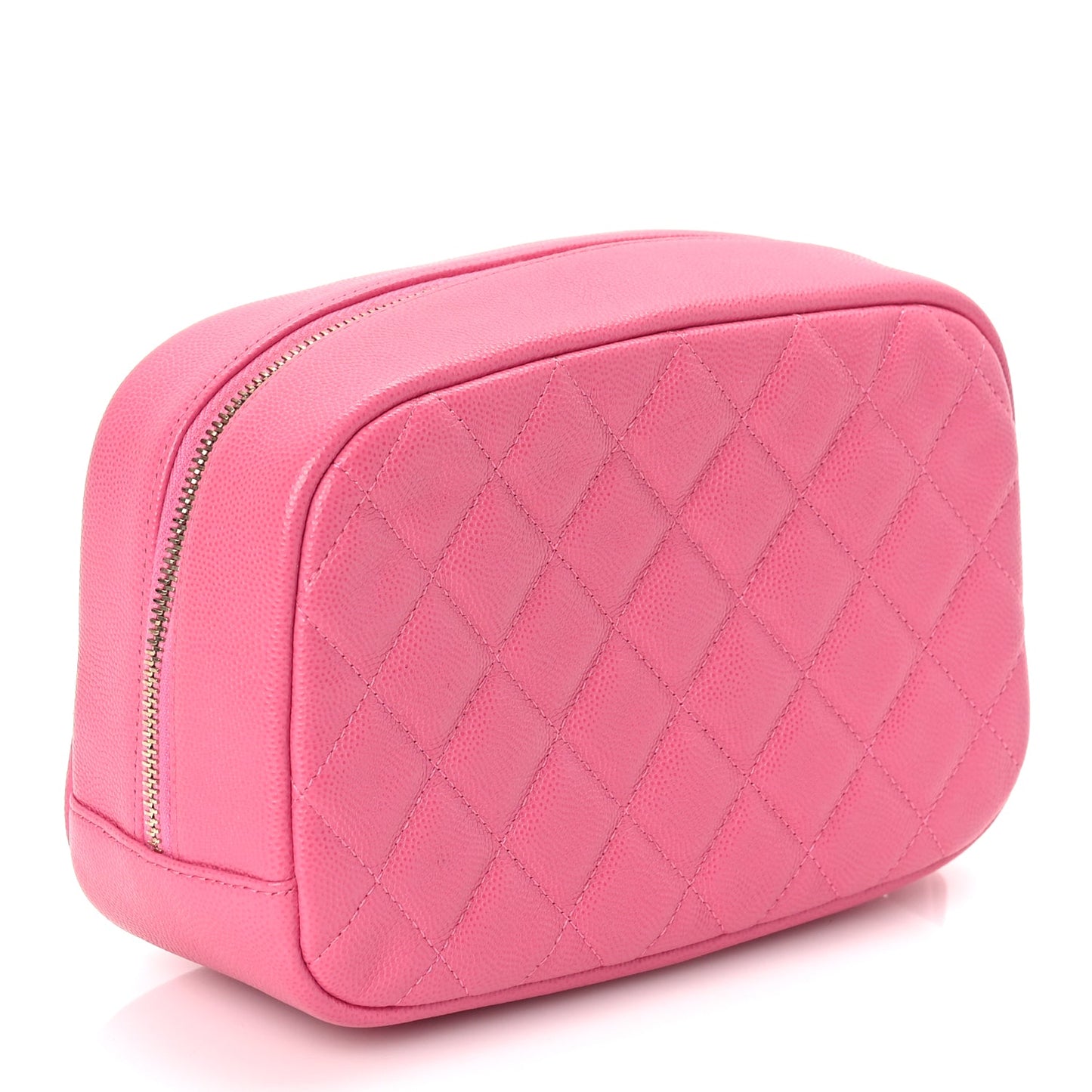 Chanel Caviar Quilted Medium Curvy Pouch Cosmetic Case Pink