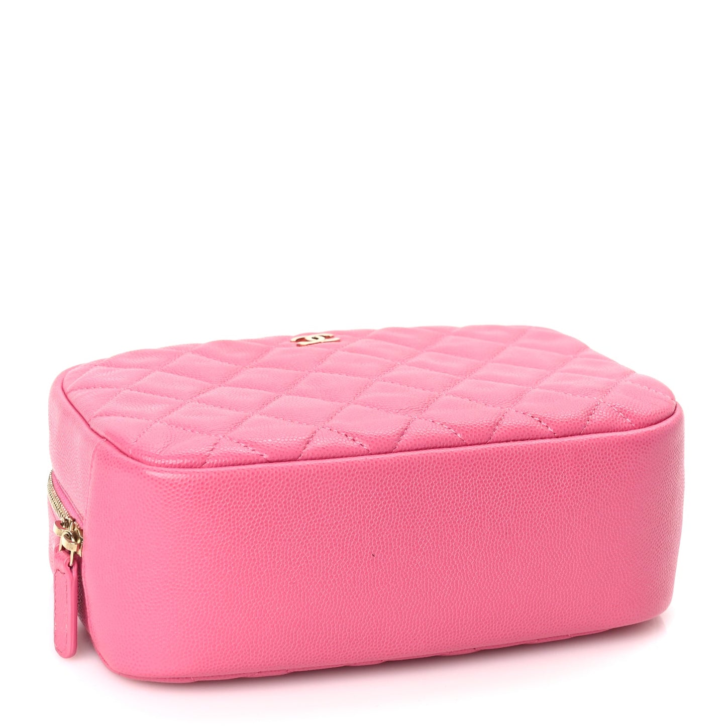 Chanel Caviar Quilted Medium Curvy Pouch Cosmetic Case Pink