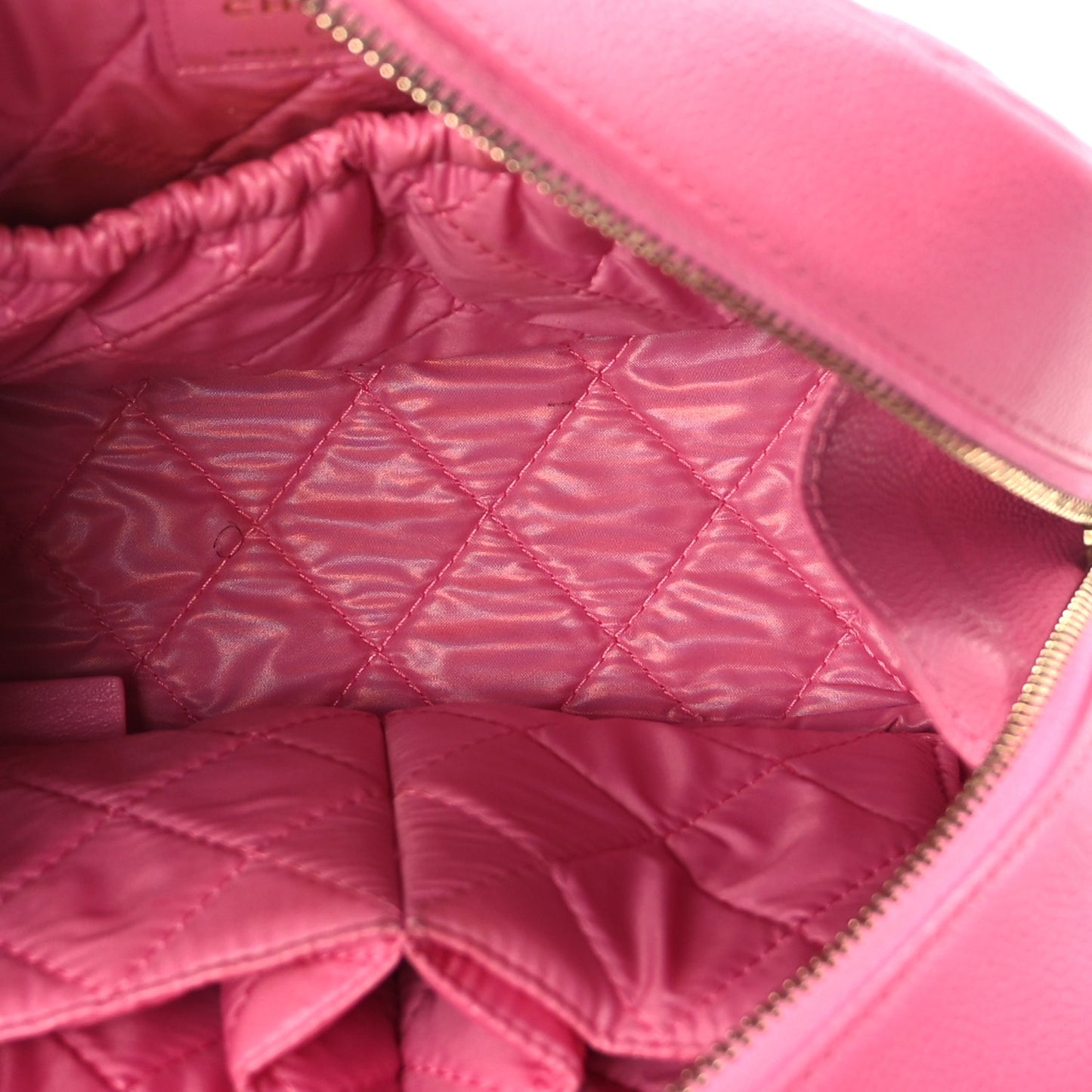 Chanel Caviar Quilted Medium Curvy Pouch Cosmetic Case Pink