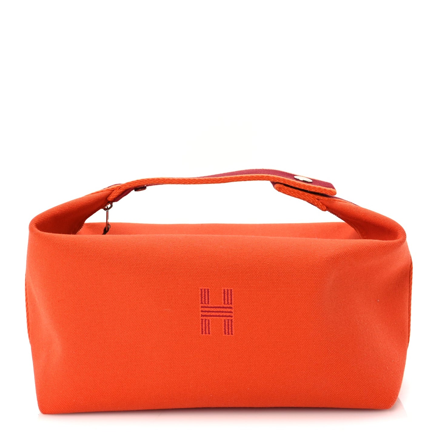 Hermes Canvas Large Bride-A-Brac Pouch Orange Feu Burgundy