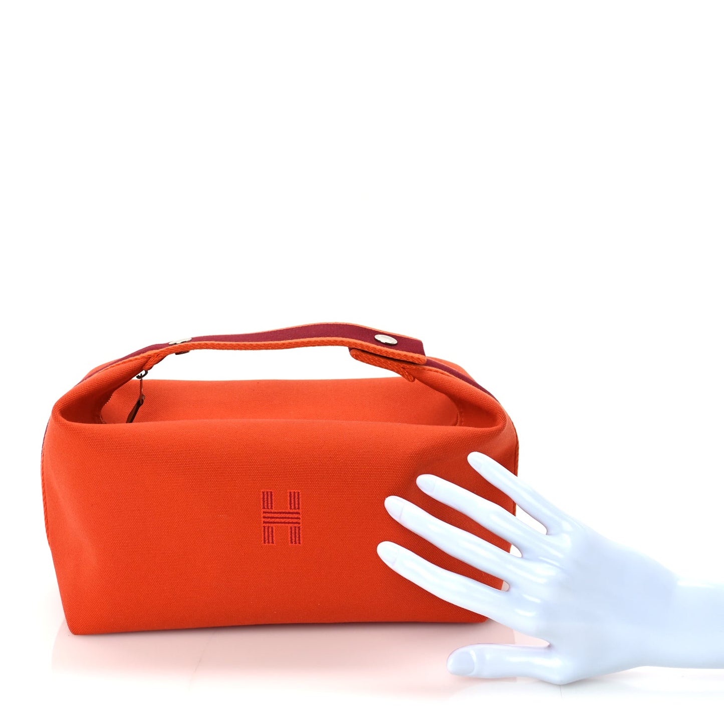 Hermes Canvas Large Bride-A-Brac Pouch Orange Feu Burgundy
