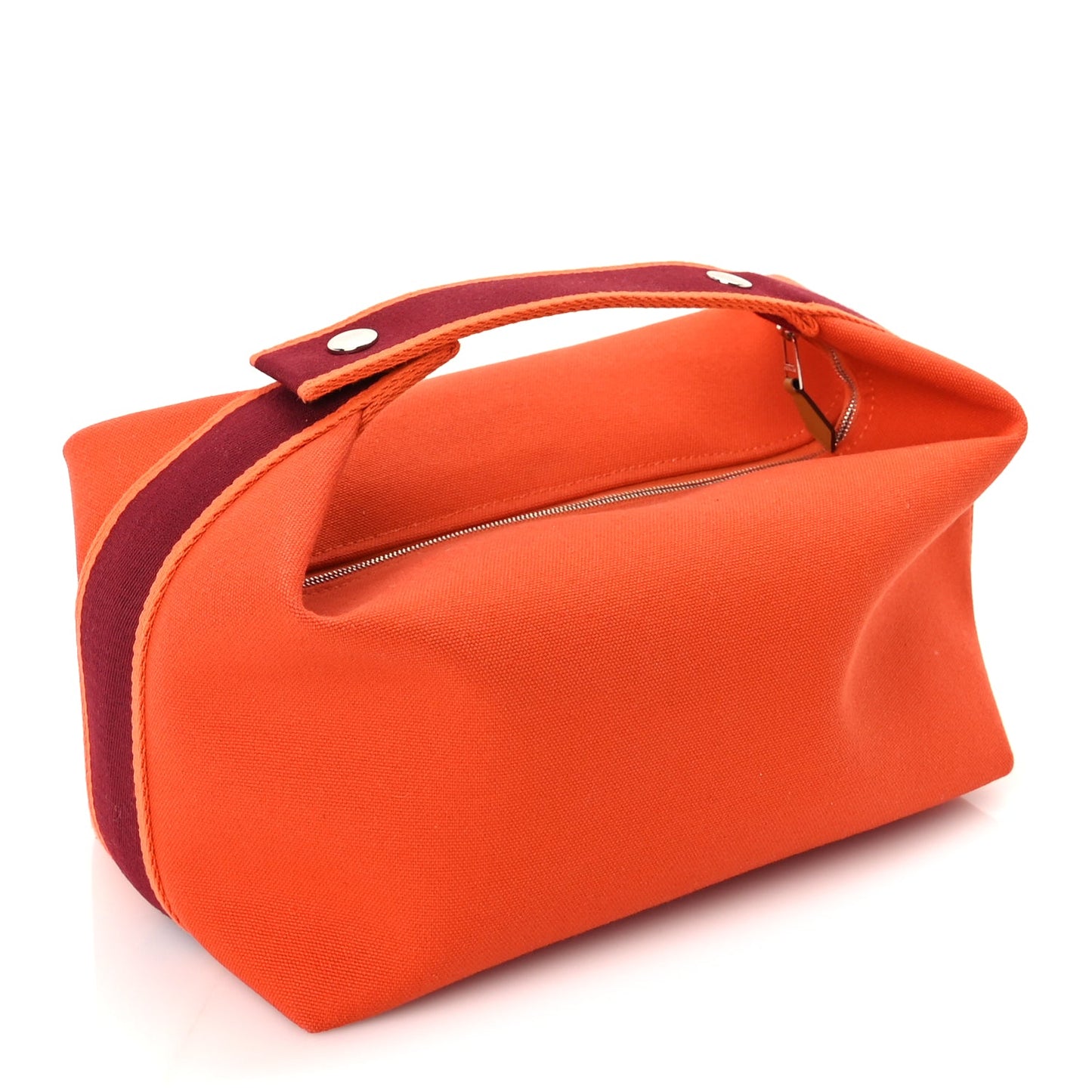 Hermes Canvas Large Bride-A-Brac Pouch Orange Feu Burgundy