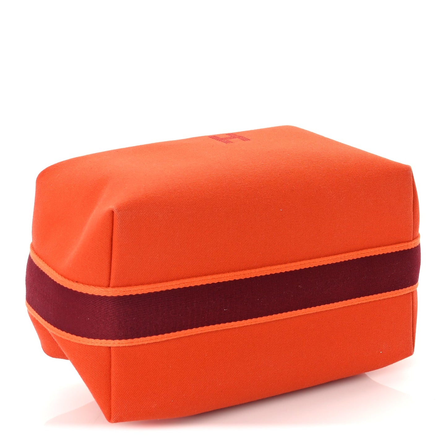 Hermes Canvas Large Bride-A-Brac Pouch Orange Feu Burgundy