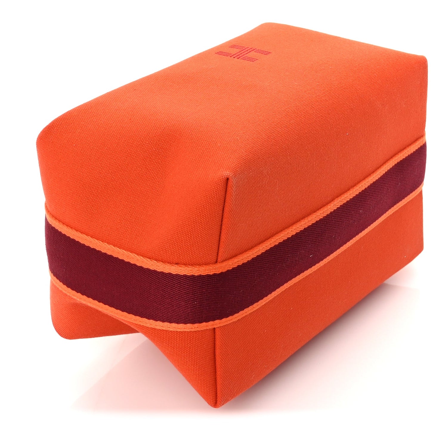 Hermes Canvas Large Bride-A-Brac Pouch Orange Feu Burgundy