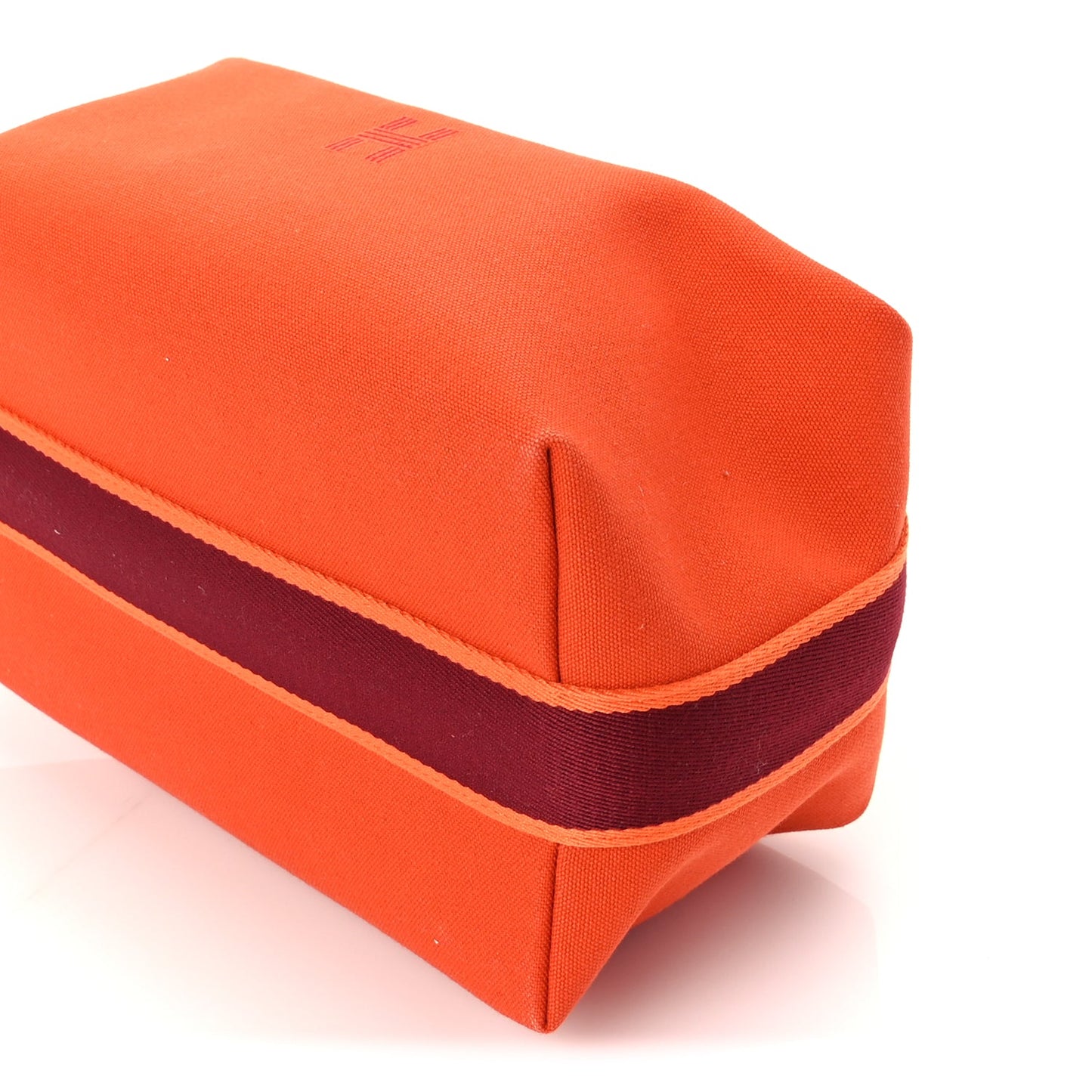Hermes Canvas Large Bride-A-Brac Pouch Orange Feu Burgundy
