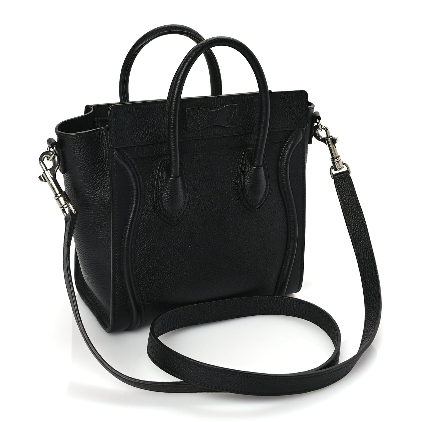 Celine Drummed Calfskin Nano Luggage Black