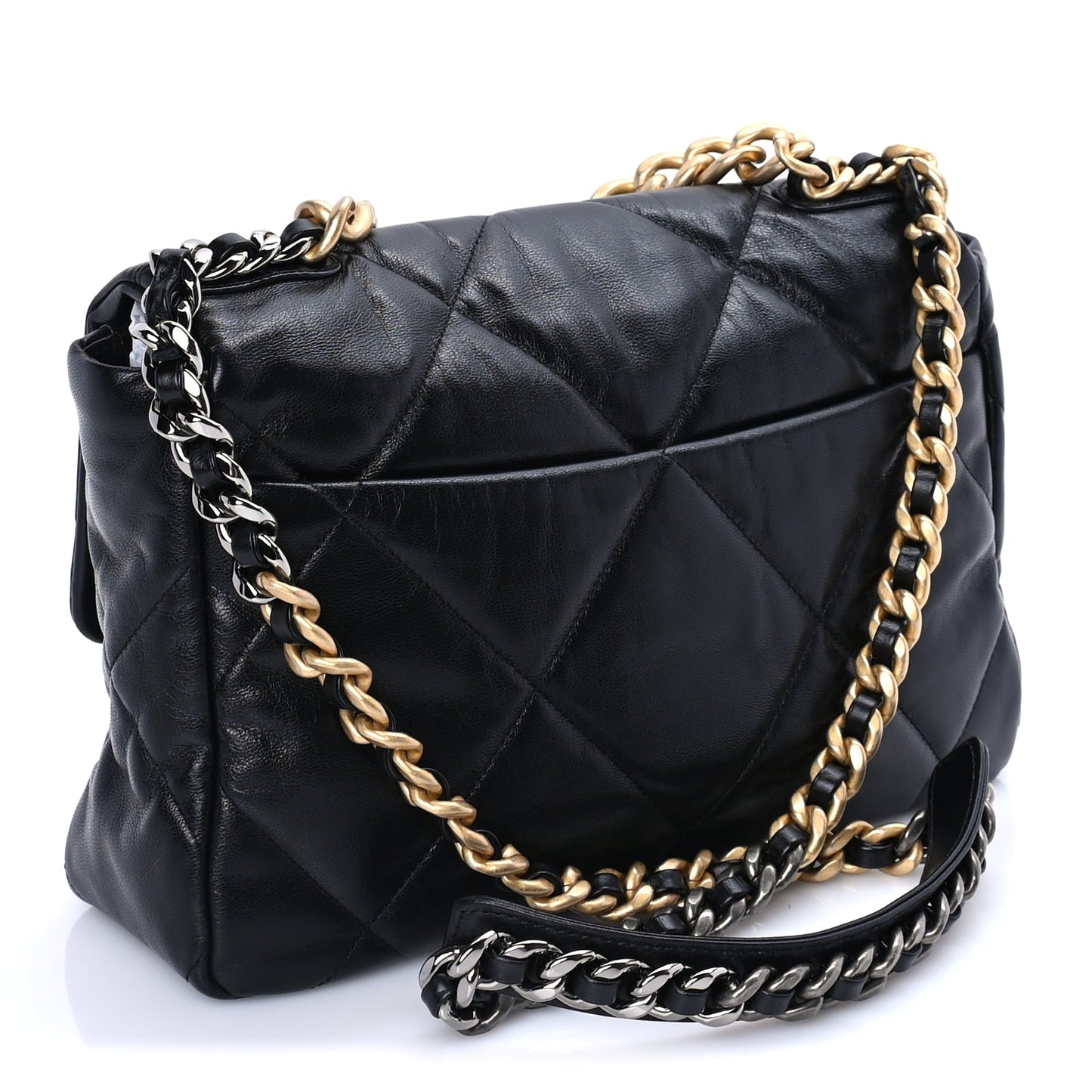 Chanel Goatskin Quilted Large Chanel 19 Flap Black