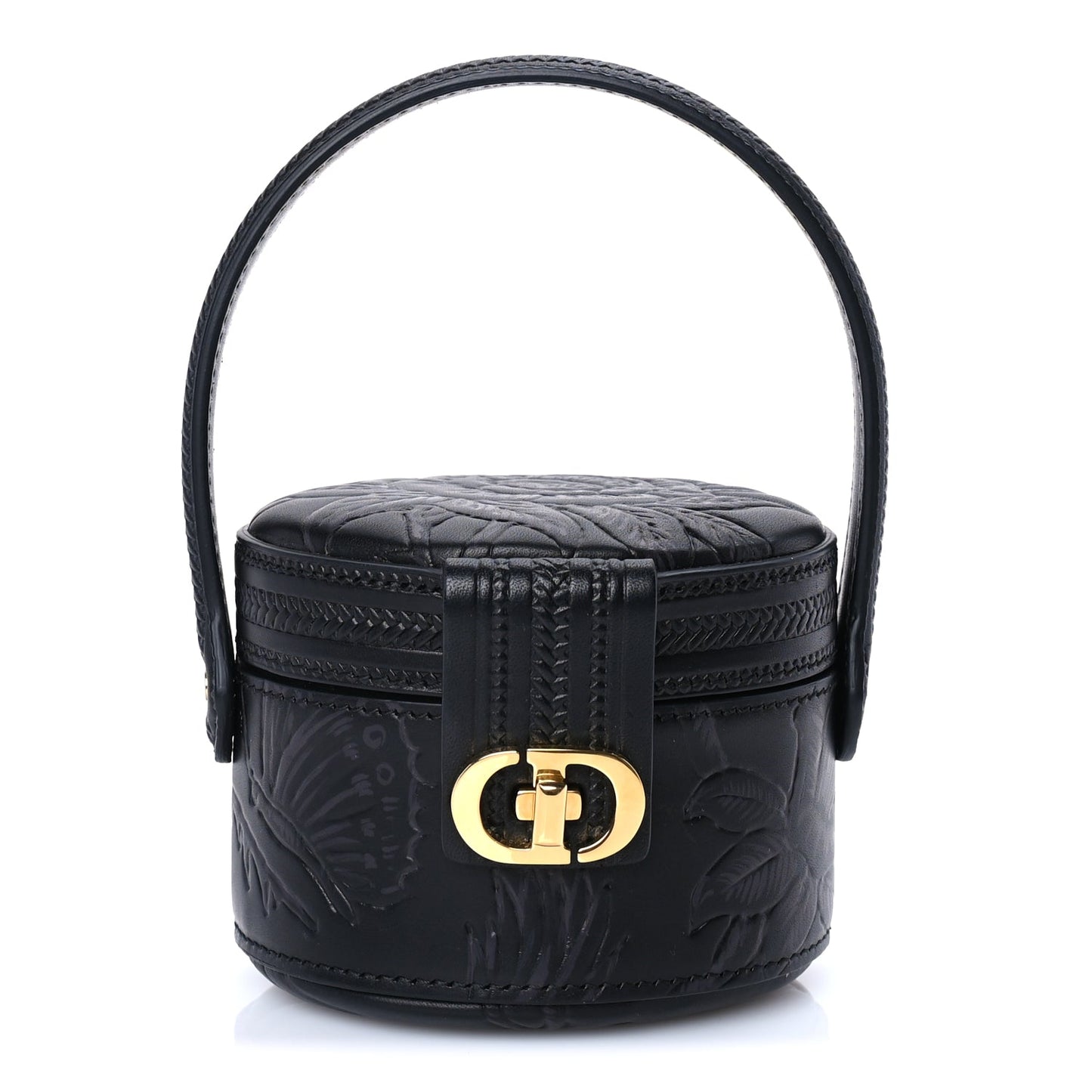 Christian Dior Calfskin Embossed Jardin Botanique Micro Vanity Case Black