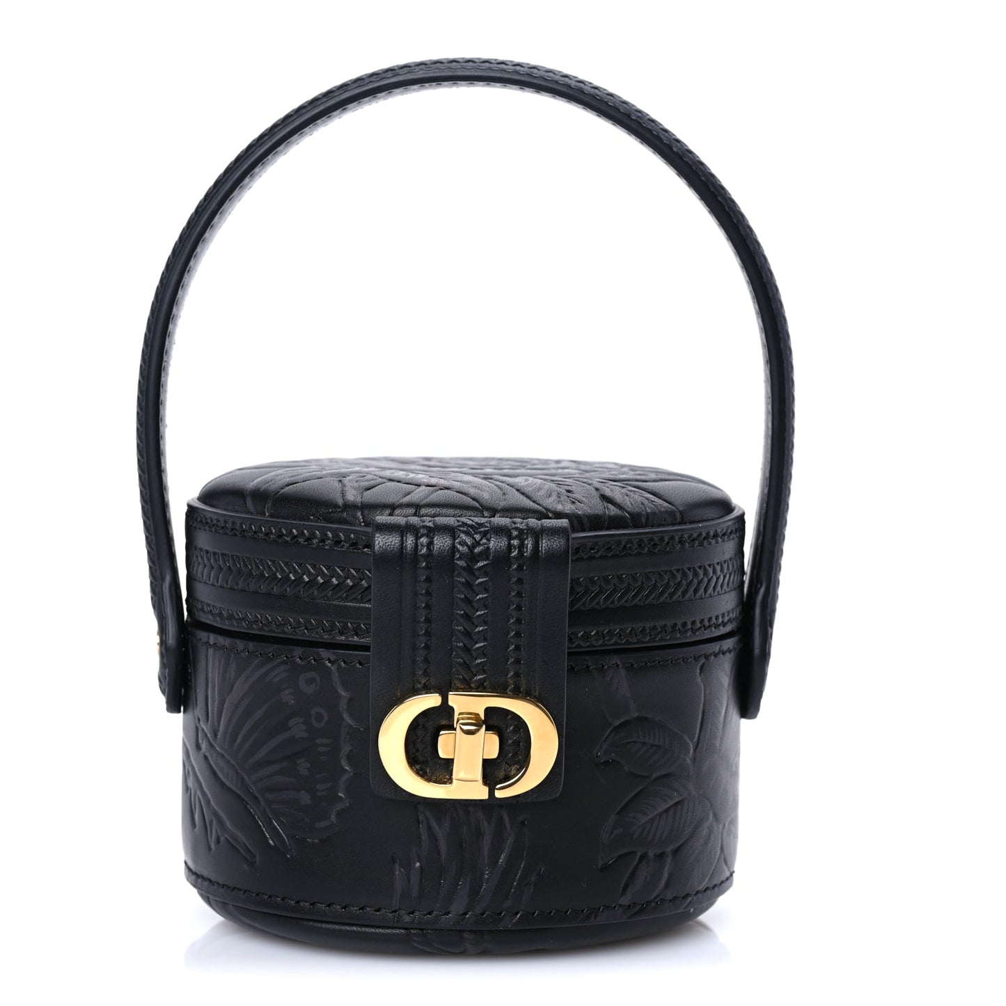 Christian Dior Calfskin Embossed Jardin Botanique Micro Vanity Case Black