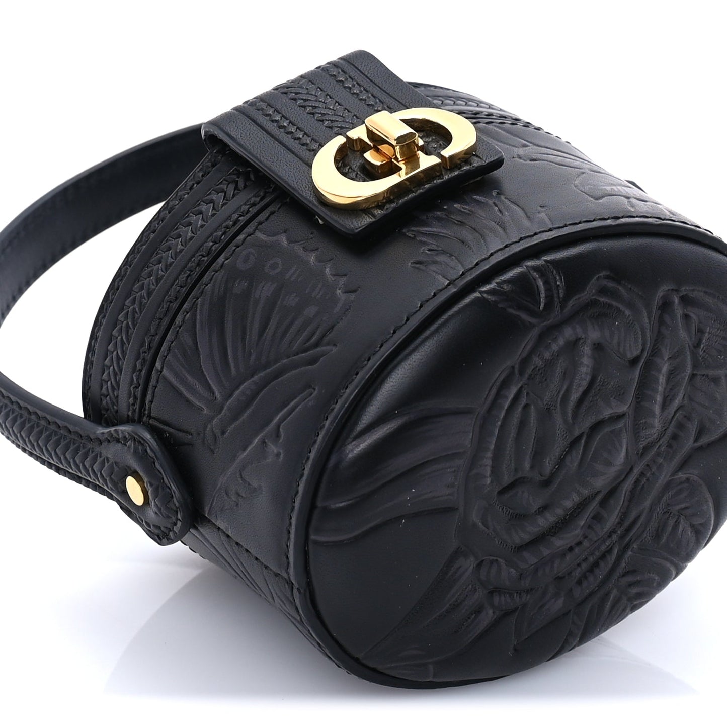 Christian Dior Calfskin Embossed Jardin Botanique Micro Vanity Case Black