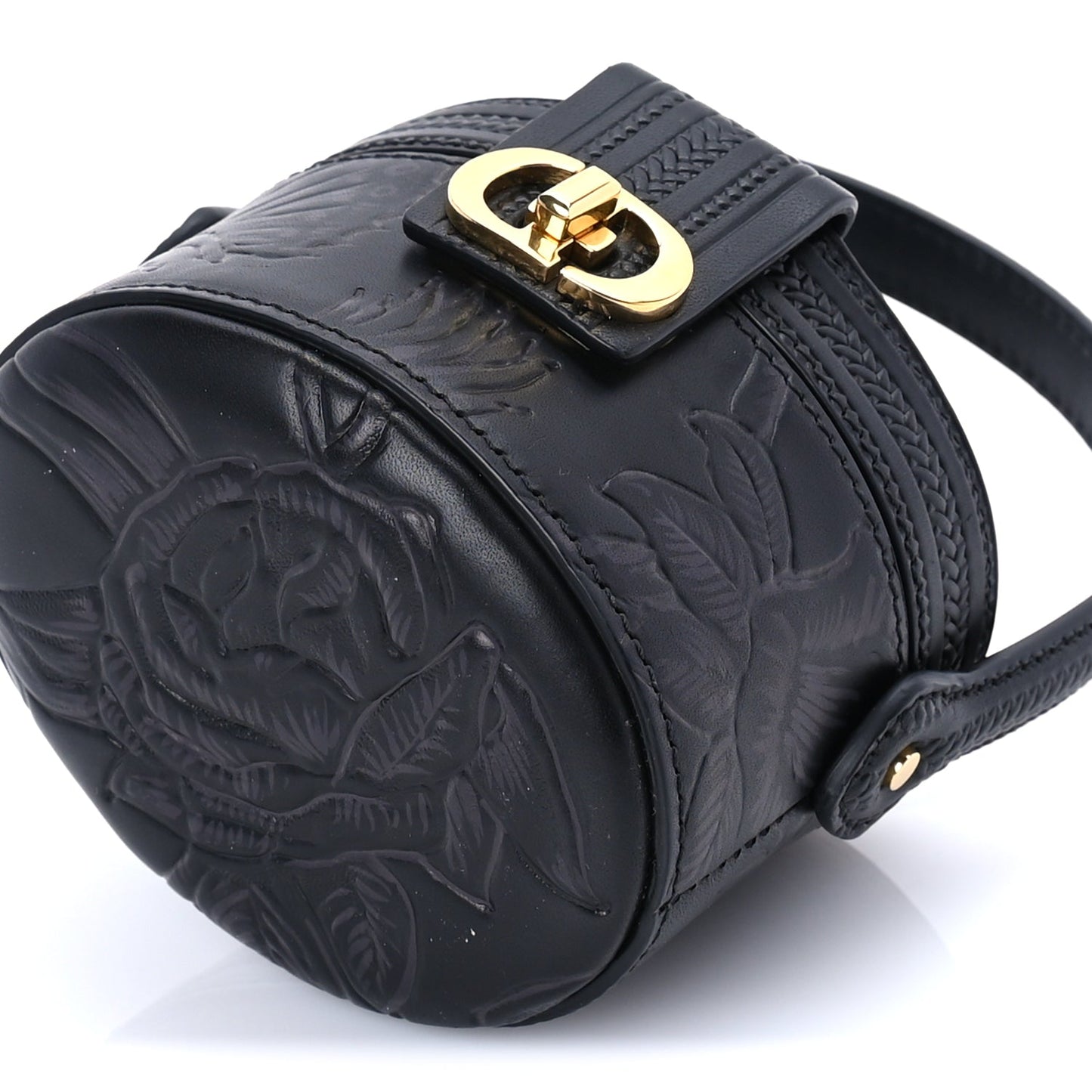 Christian Dior Calfskin Embossed Jardin Botanique Micro Vanity Case Black