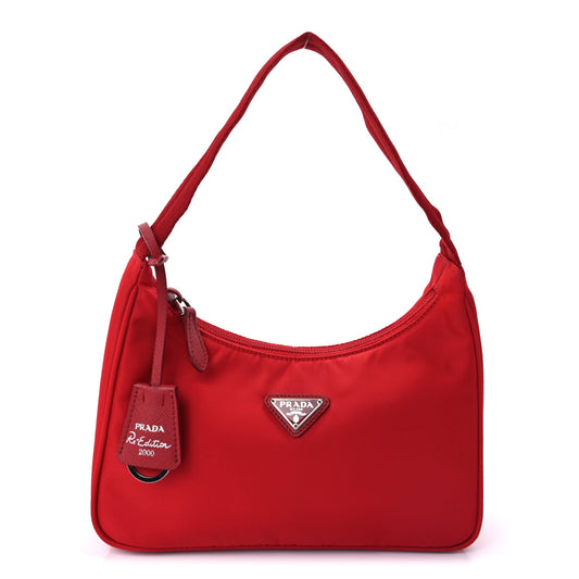 Prada Tessuto Nylon Mini Re-Edition 2000 Bag Rosso