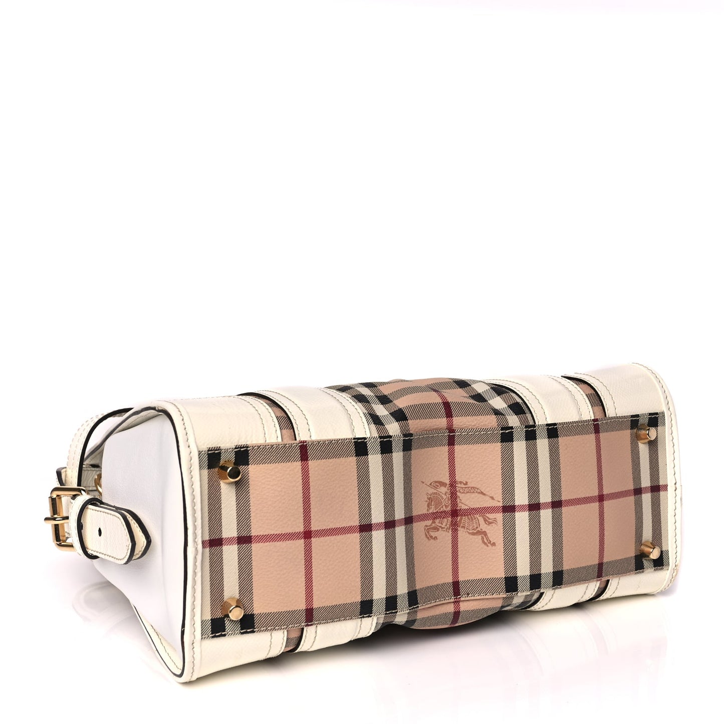 Burberry Haymarket Check Medium Minford Portrait Tote White