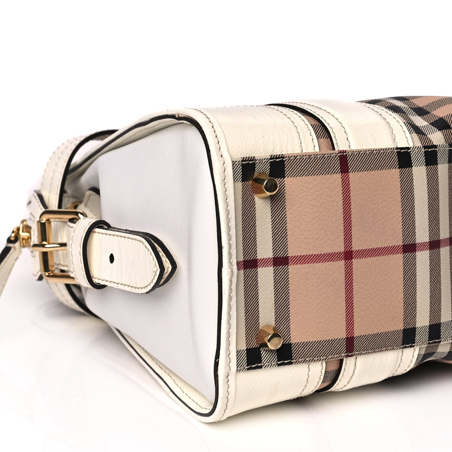 Burberry Haymarket Check Medium Minford Portrait Tote White