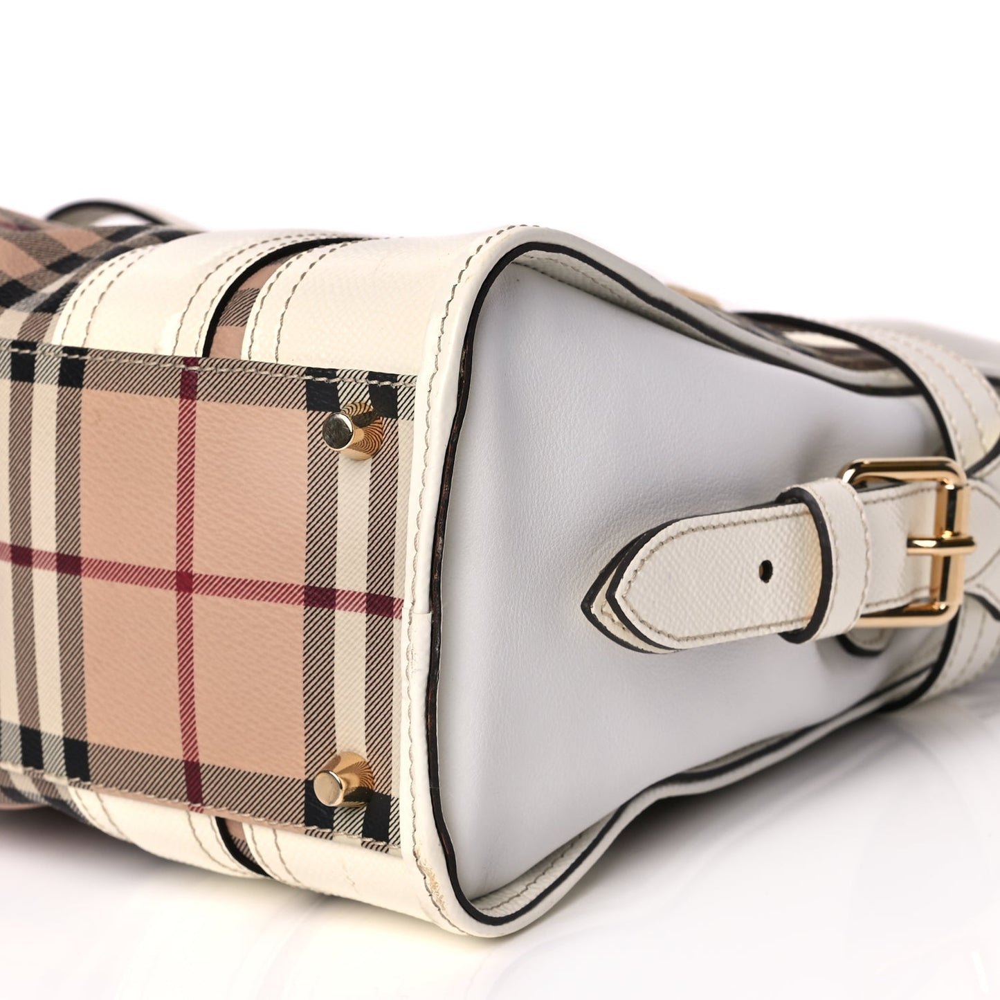 Burberry Haymarket Check Medium Minford Portrait Tote White
