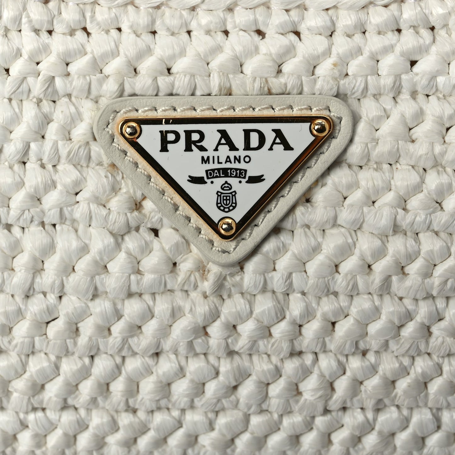 Prada Yarn Raffia Effect Crochet Re-Edition 2005 Shoulder Bag White