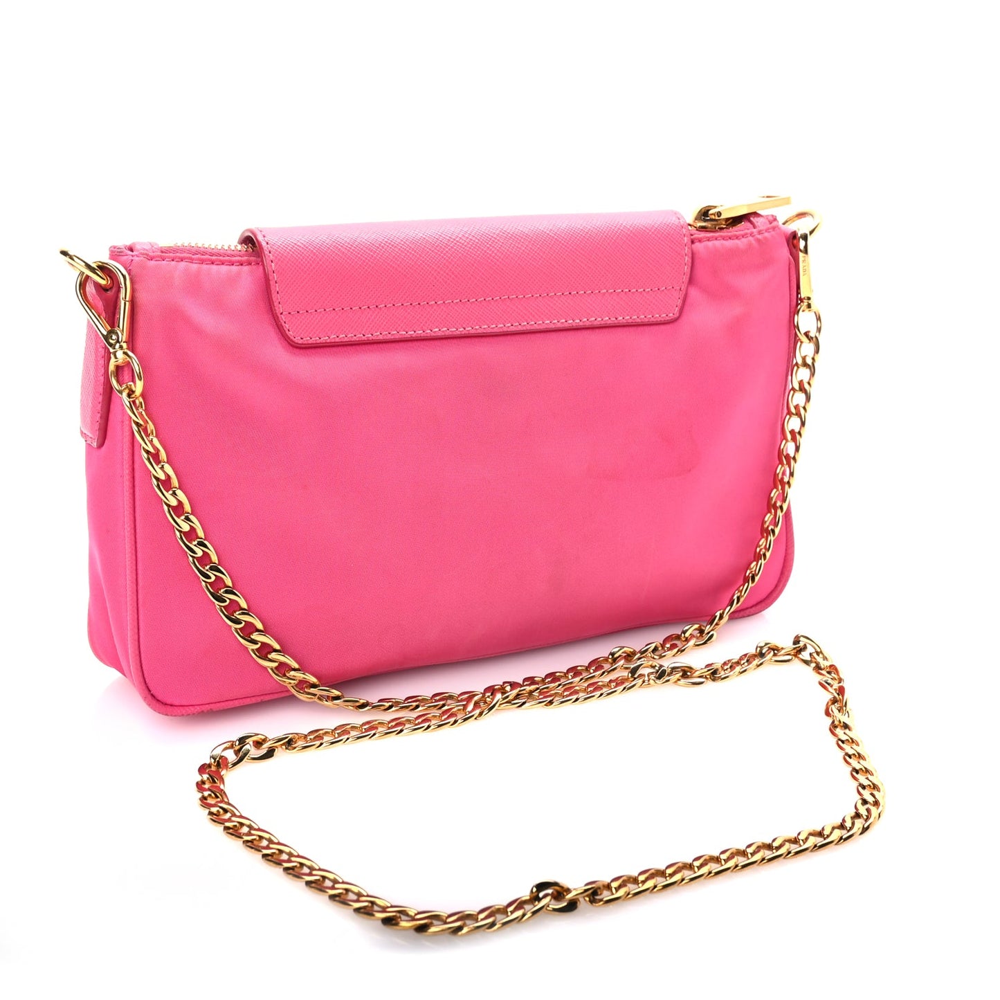 Prada Tessuto Nylon Saffiano Crossbody Bag Fuxia