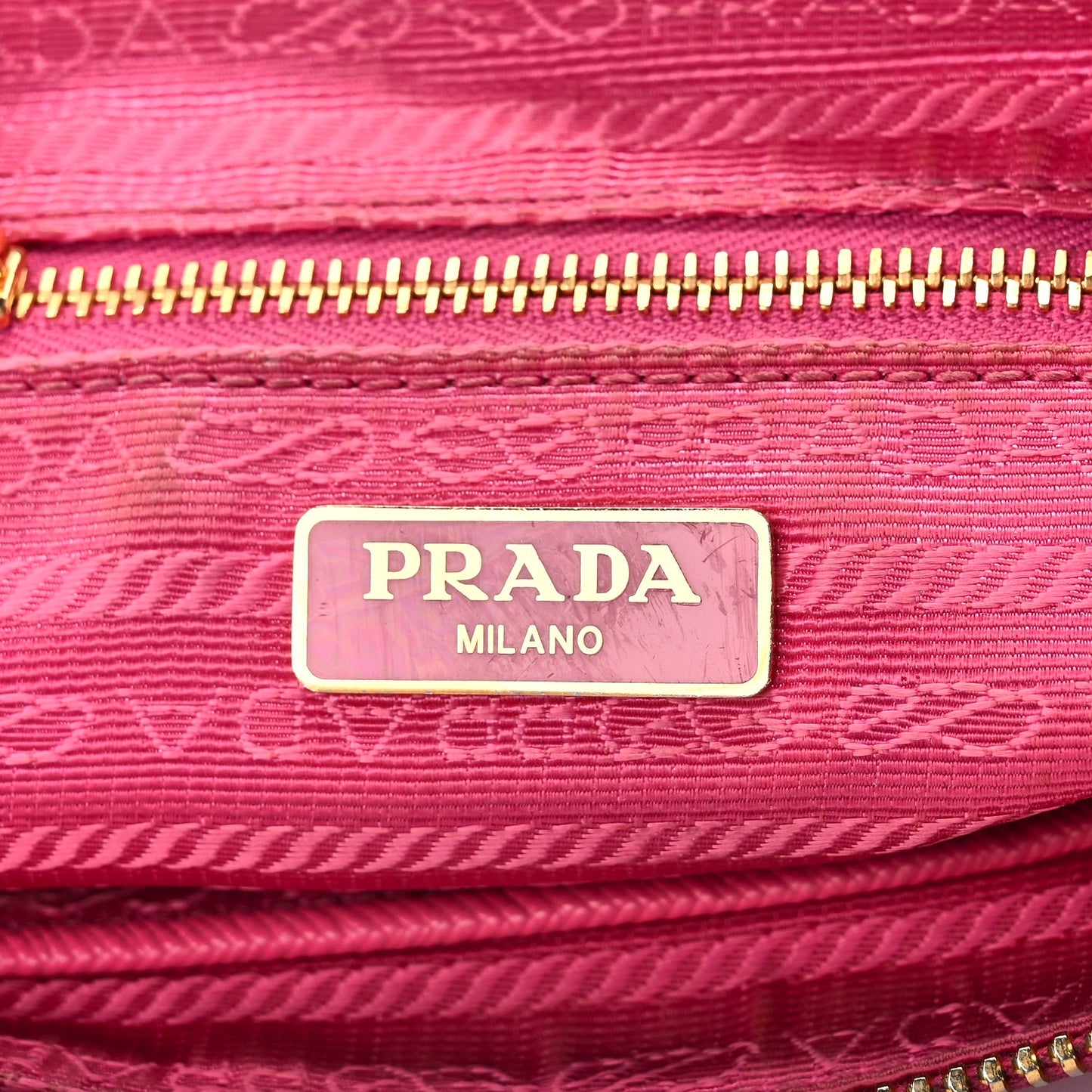 Prada Tessuto Nylon Saffiano Crossbody Bag Fuxia