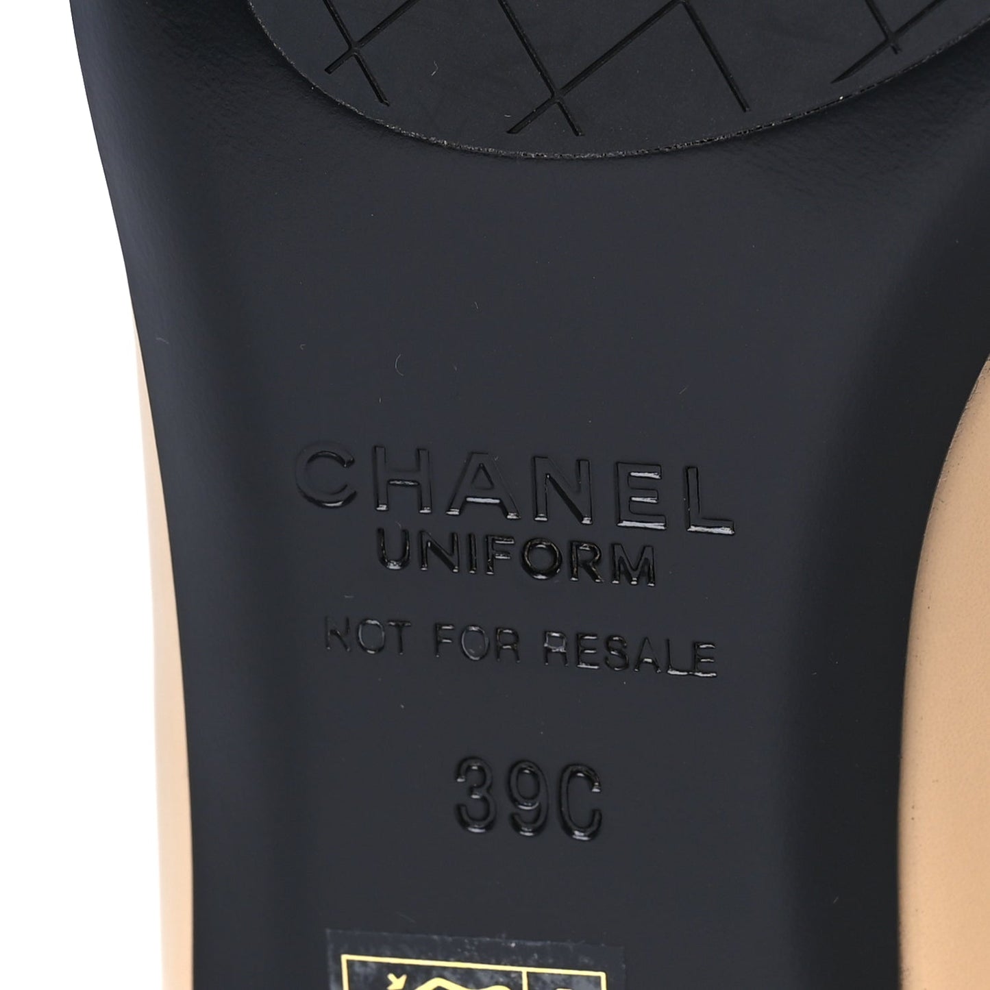 Chanel Lambskin Cap Toe CC Uniform Ballerina Flats 39 Beige Black