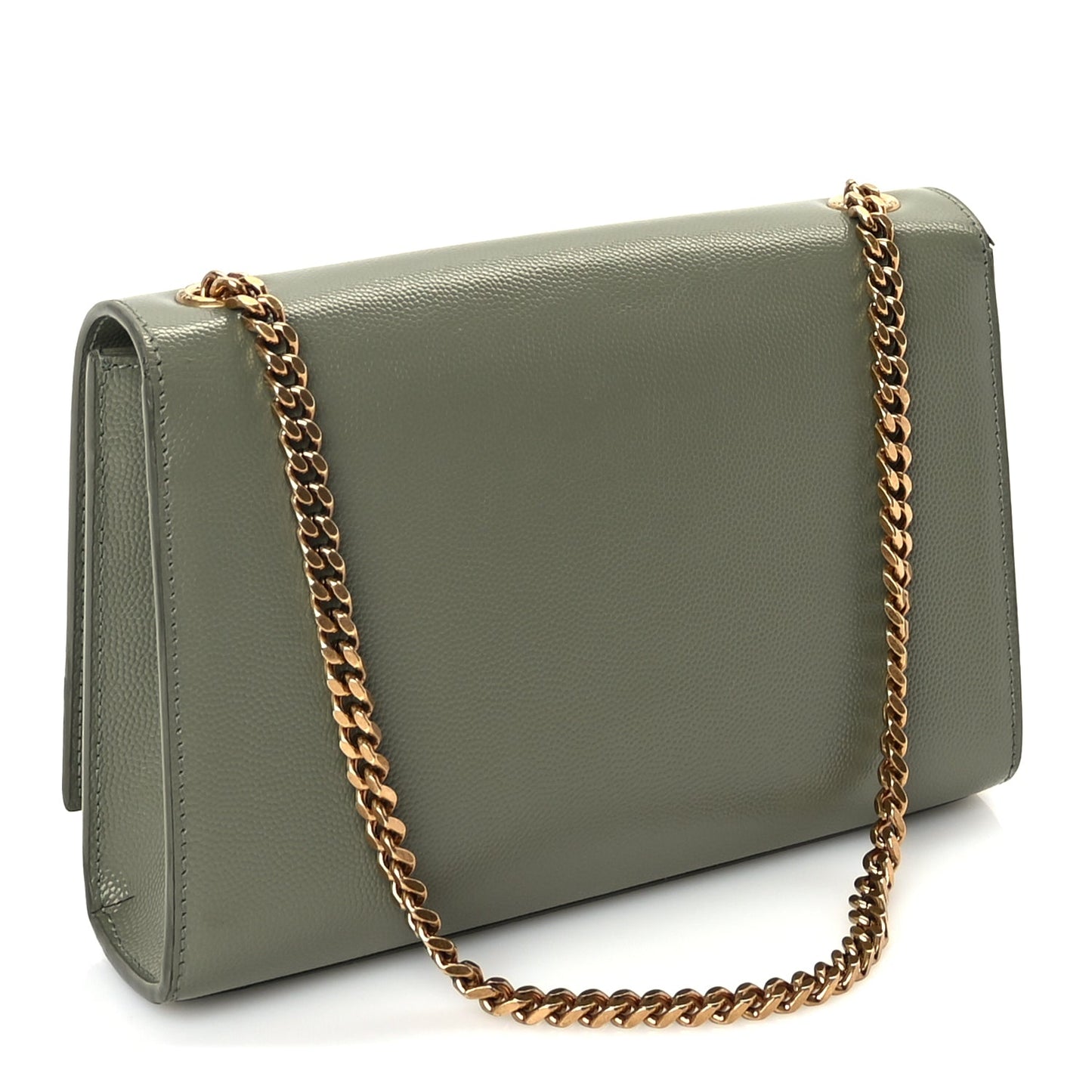 Saint Laurent Grain De Poudre Small Monogram Kate Satchel  Light Sage