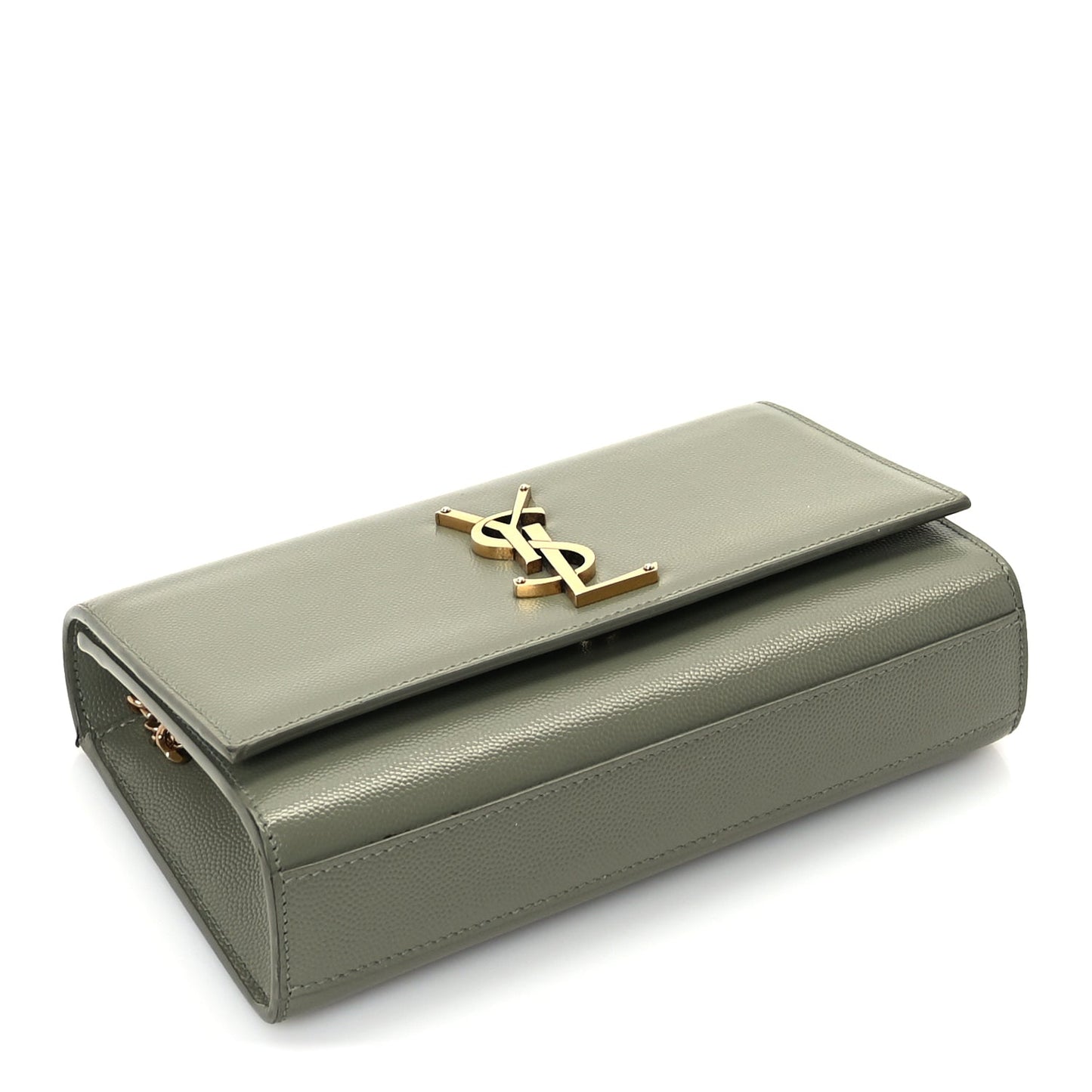 Saint Laurent Grain De Poudre Small Monogram Kate Satchel  Light Sage