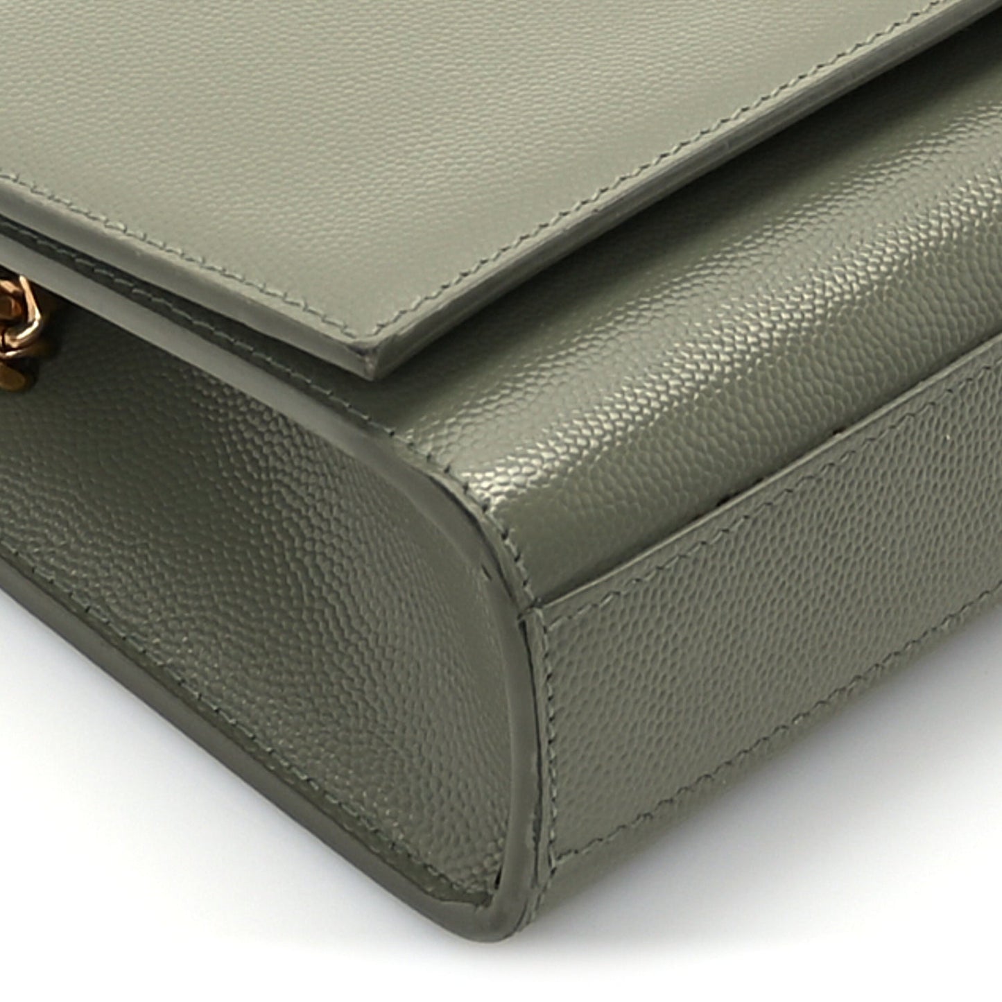 Saint Laurent Grain De Poudre Small Monogram Kate Satchel  Light Sage
