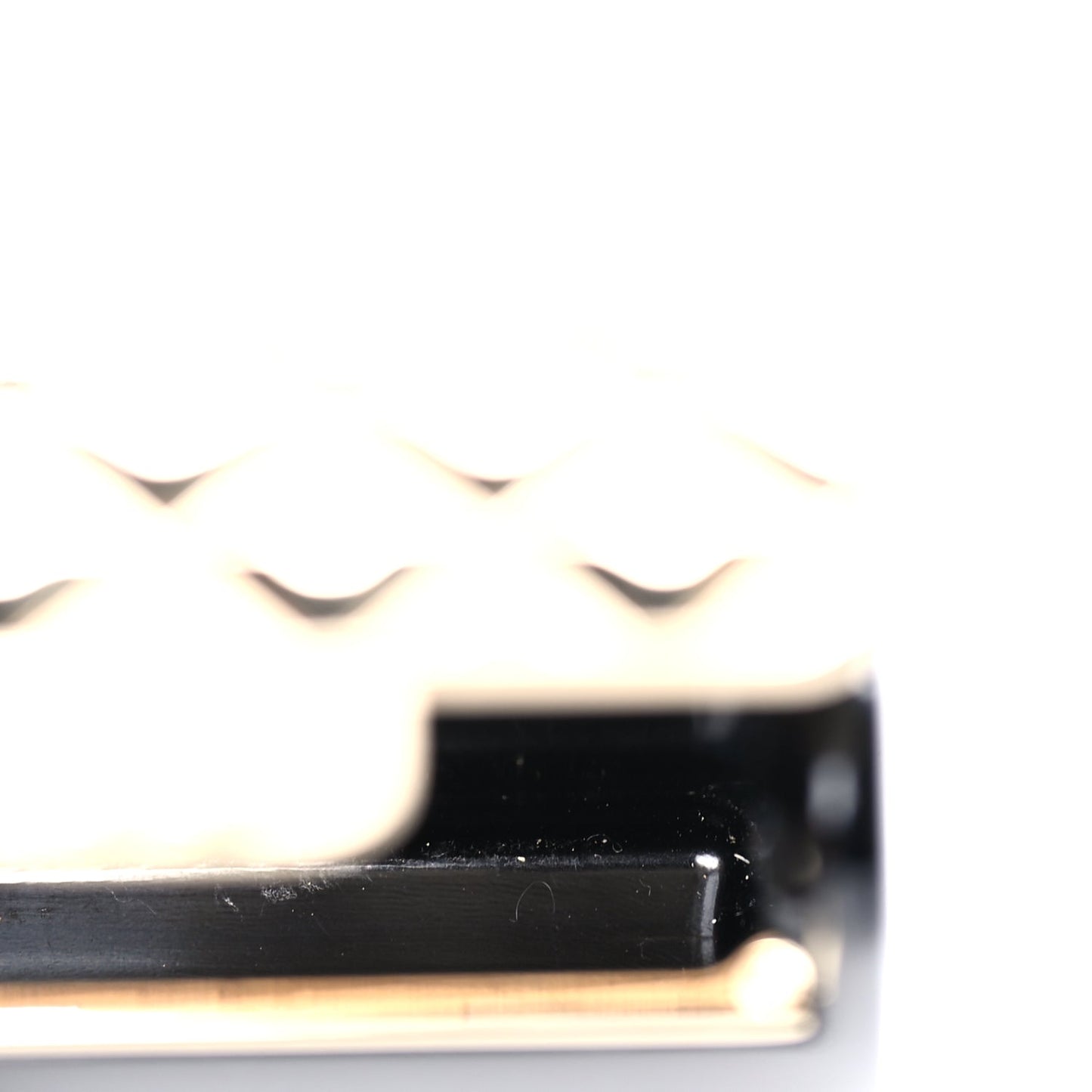 Chanel Metal Resin Lambskin Flap Bag Long Necklace Gold Black