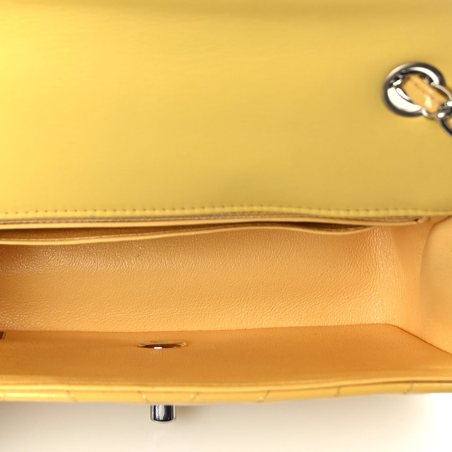 Chanel Patent Chevron Quilted Mini Rectangular Flap  Yellow