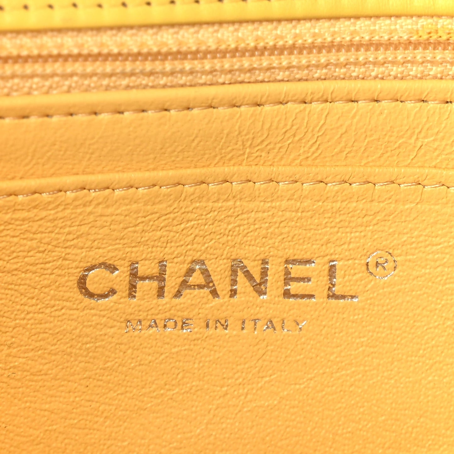 Chanel Patent Chevron Quilted Mini Rectangular Flap  Yellow