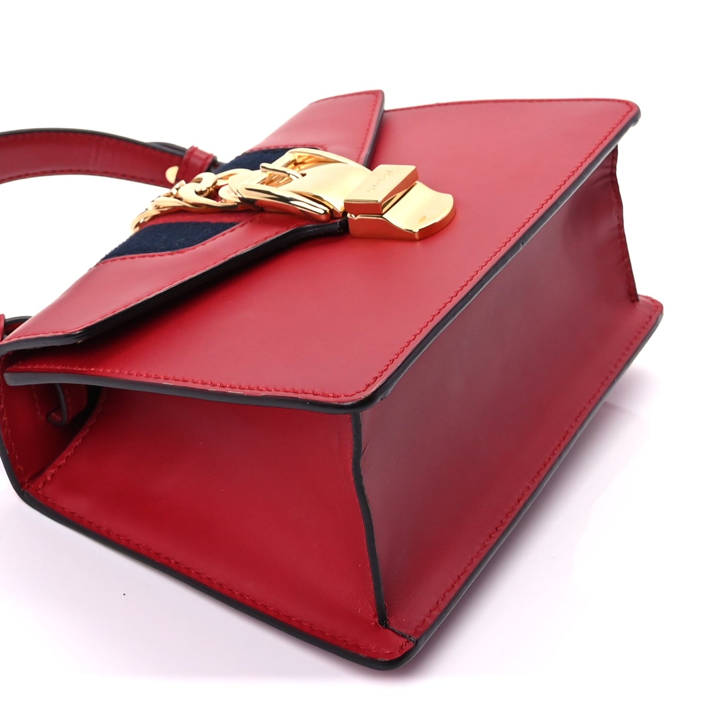 Gucci Calfskin Mini Sylvie Top Handle Bag Hibiscus Red