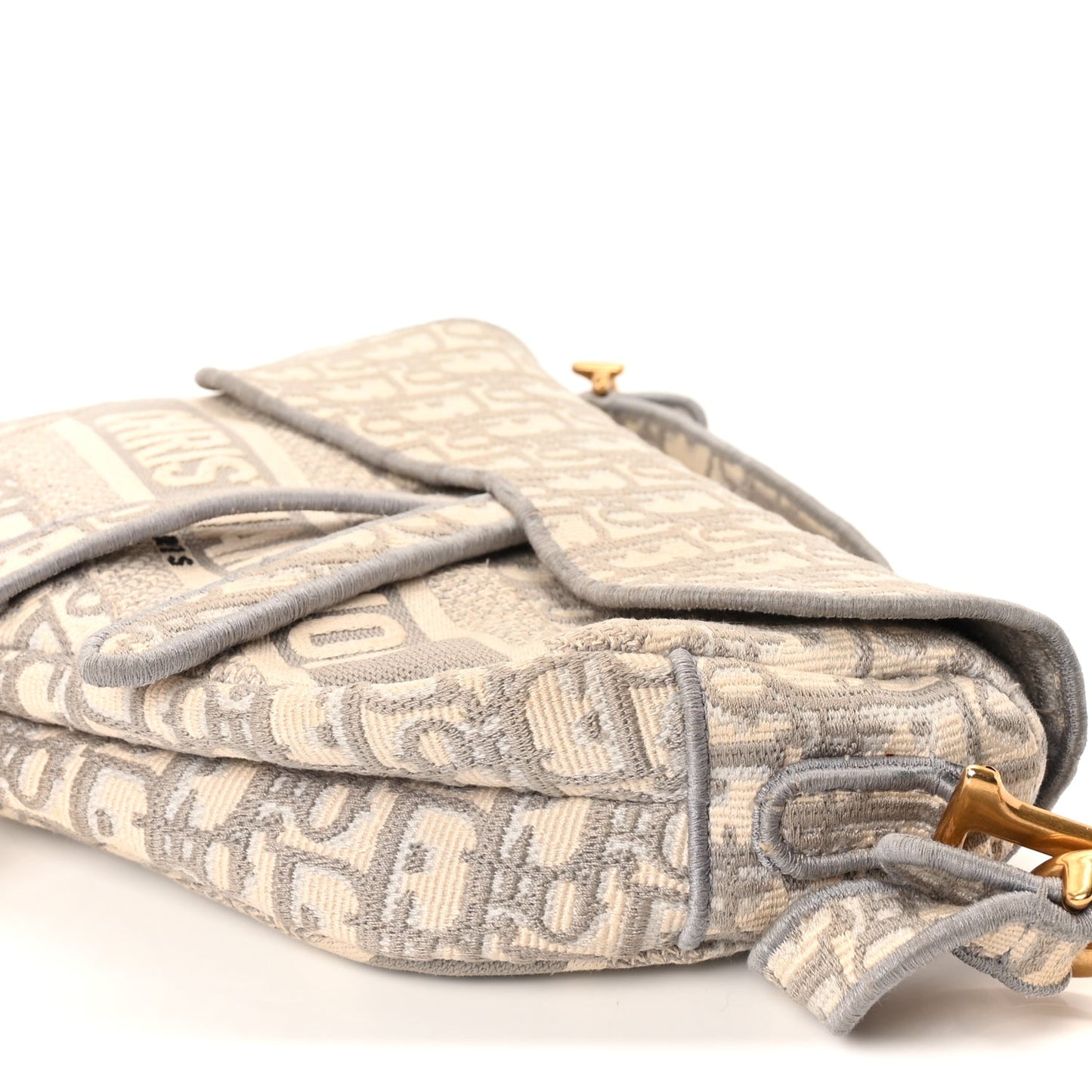 Christian Dior Oblique Embroidered Saddle Bag Gray
