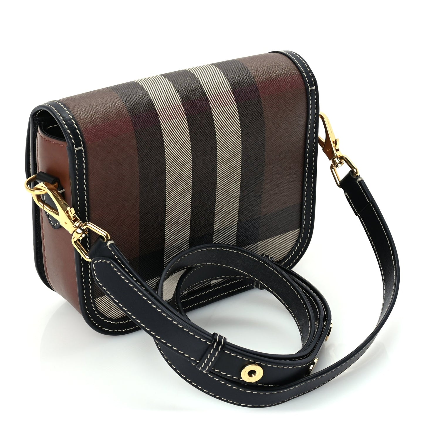 Burberry Calfskin Check Small Elizabeth Bag Brown