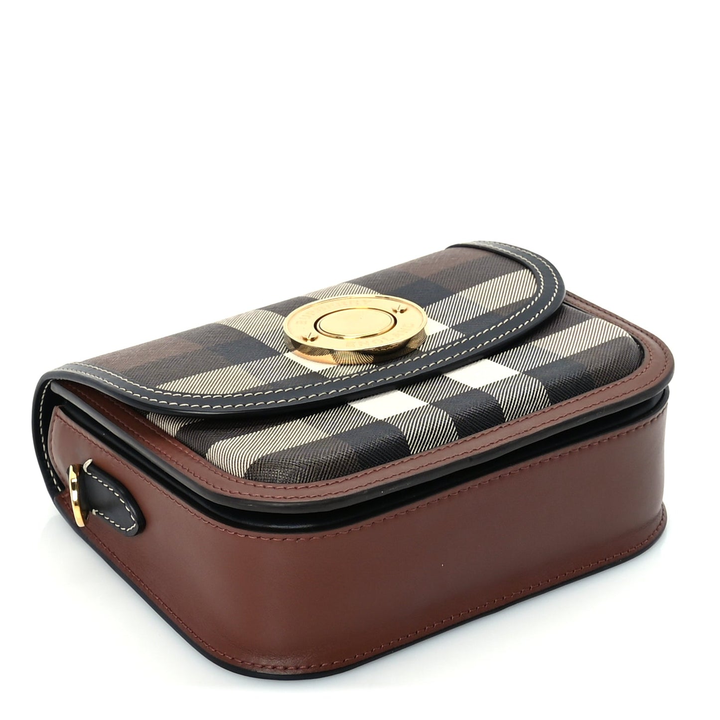 Burberry Calfskin Check Small Elizabeth Bag Brown