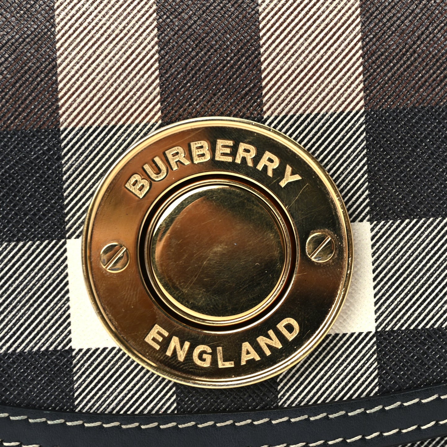 Burberry Calfskin Check Small Elizabeth Bag Brown
