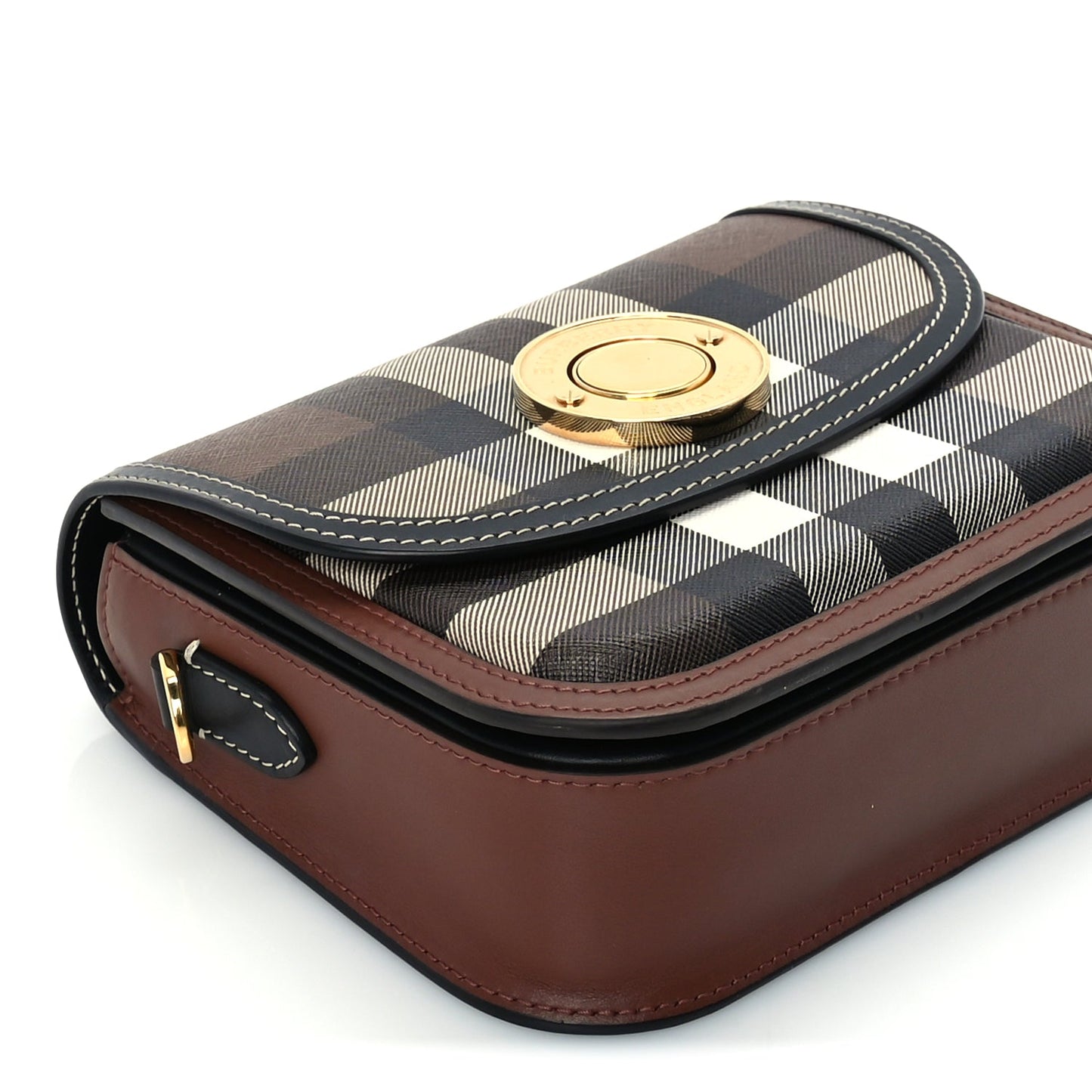 Burberry Calfskin Check Small Elizabeth Bag Brown