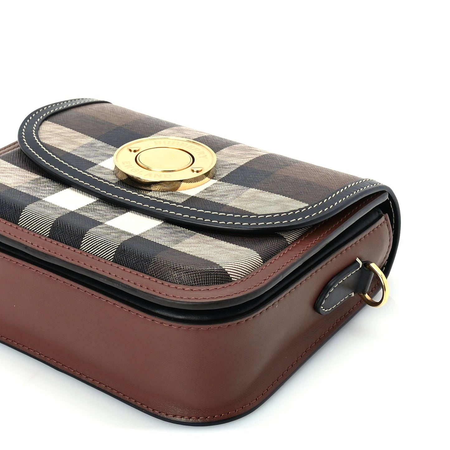 Burberry Calfskin Check Small Elizabeth Bag Brown