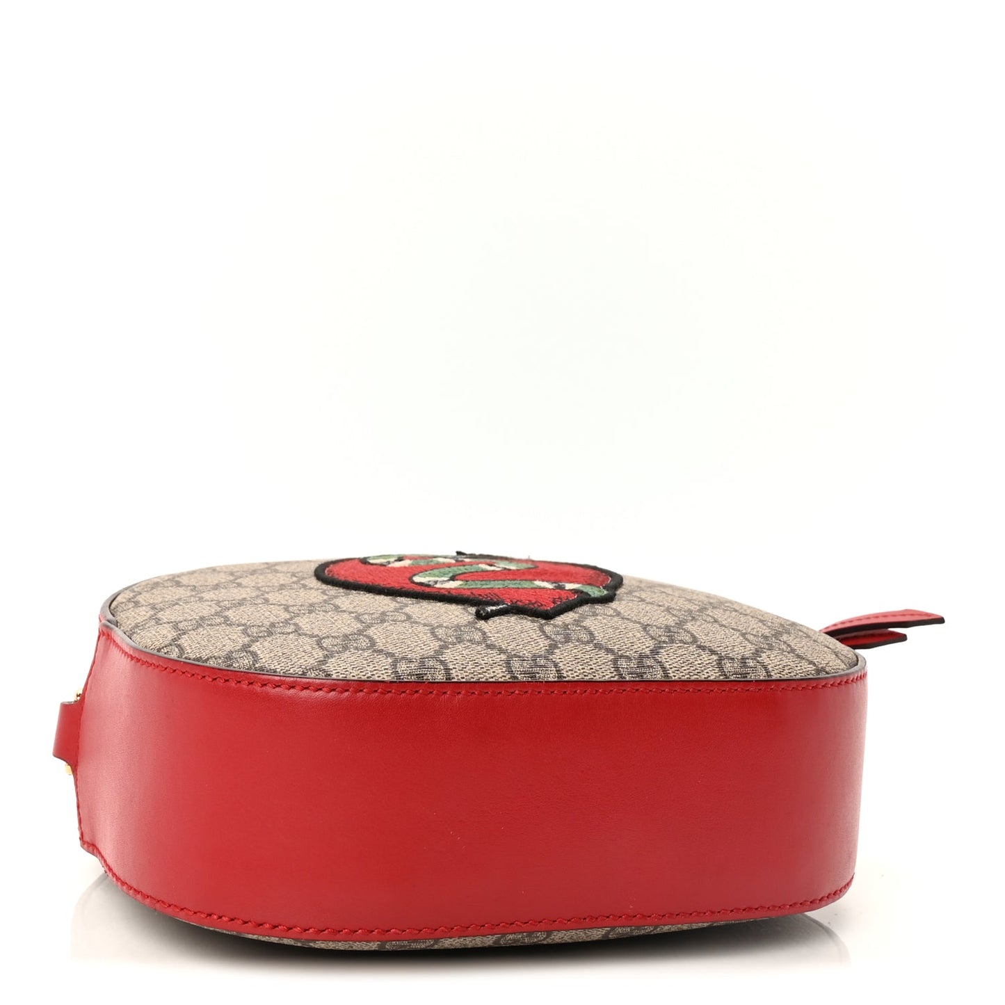 Gucci GG Supreme Monogram Kingsnake Heart Embroidered Mini Chain Shoulder Bag  Beige Hibiscus Red