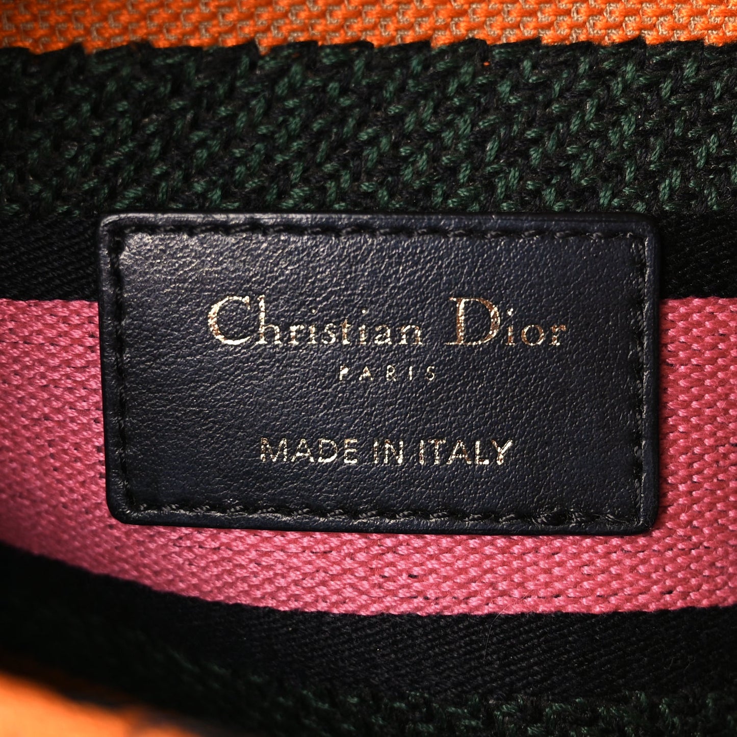 Christian Dior Canvas Embroidered Dino Medium Lady D-Lite Orange Multicolor