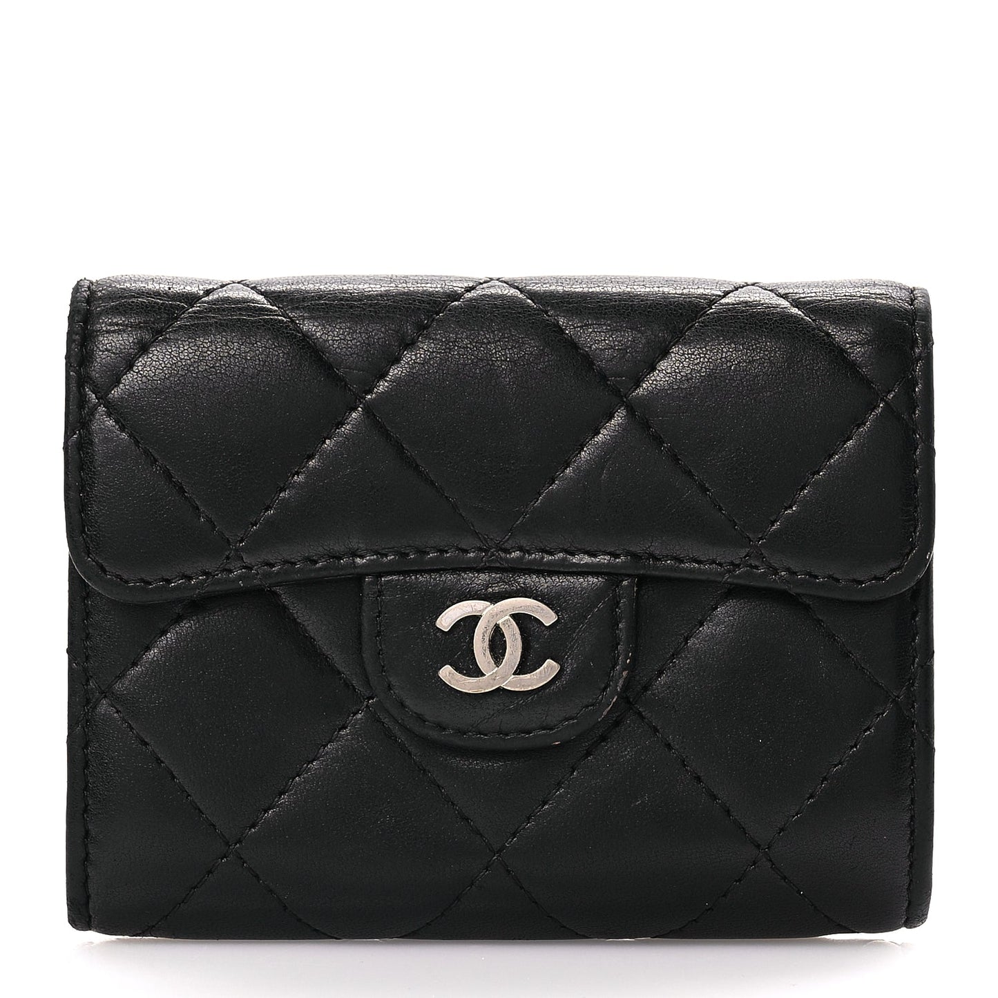 Chanel Lambskin Quilted Flap Card Holder Wallet Black