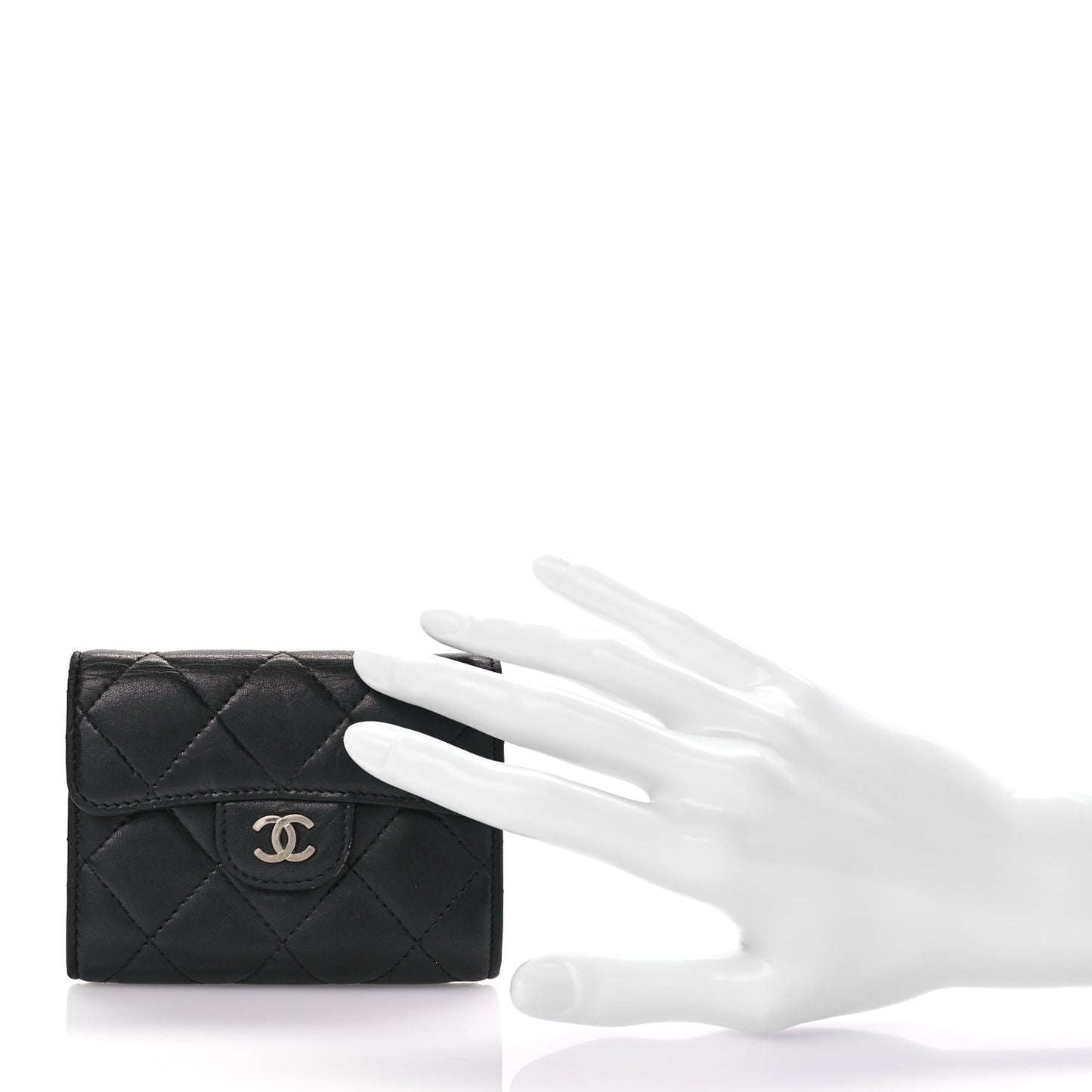 Chanel Lambskin Quilted Flap Card Holder Wallet Black
