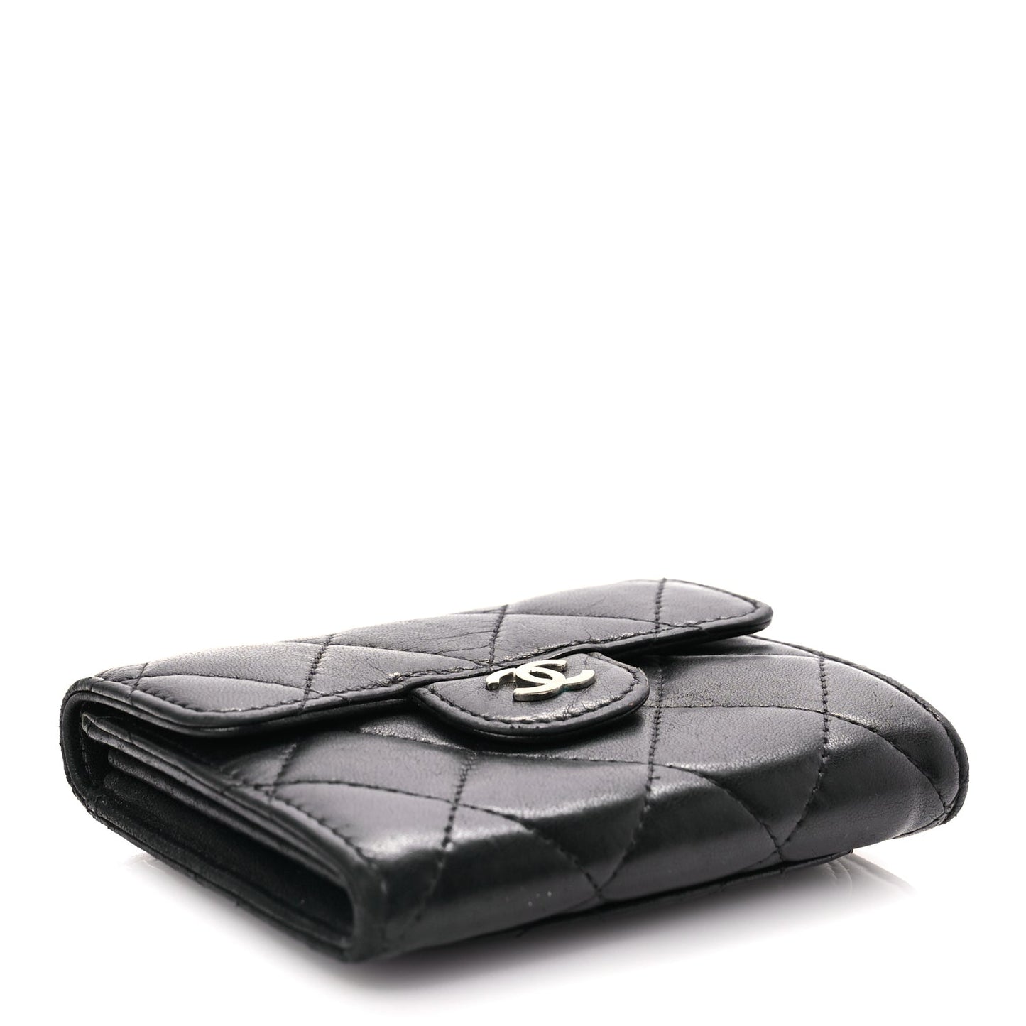 Chanel Lambskin Quilted Flap Card Holder Wallet Black
