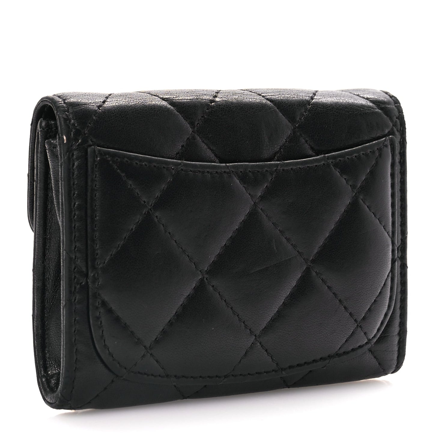 Chanel Lambskin Quilted Flap Card Holder Wallet Black