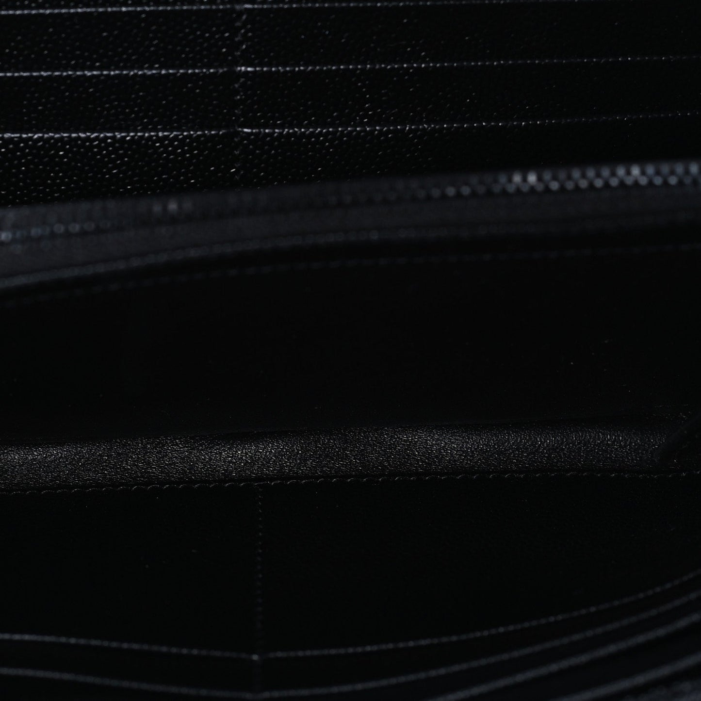 Saint Laurent Grain De Poudre Matelasse Chevron Monogram Flap Wallet Black
