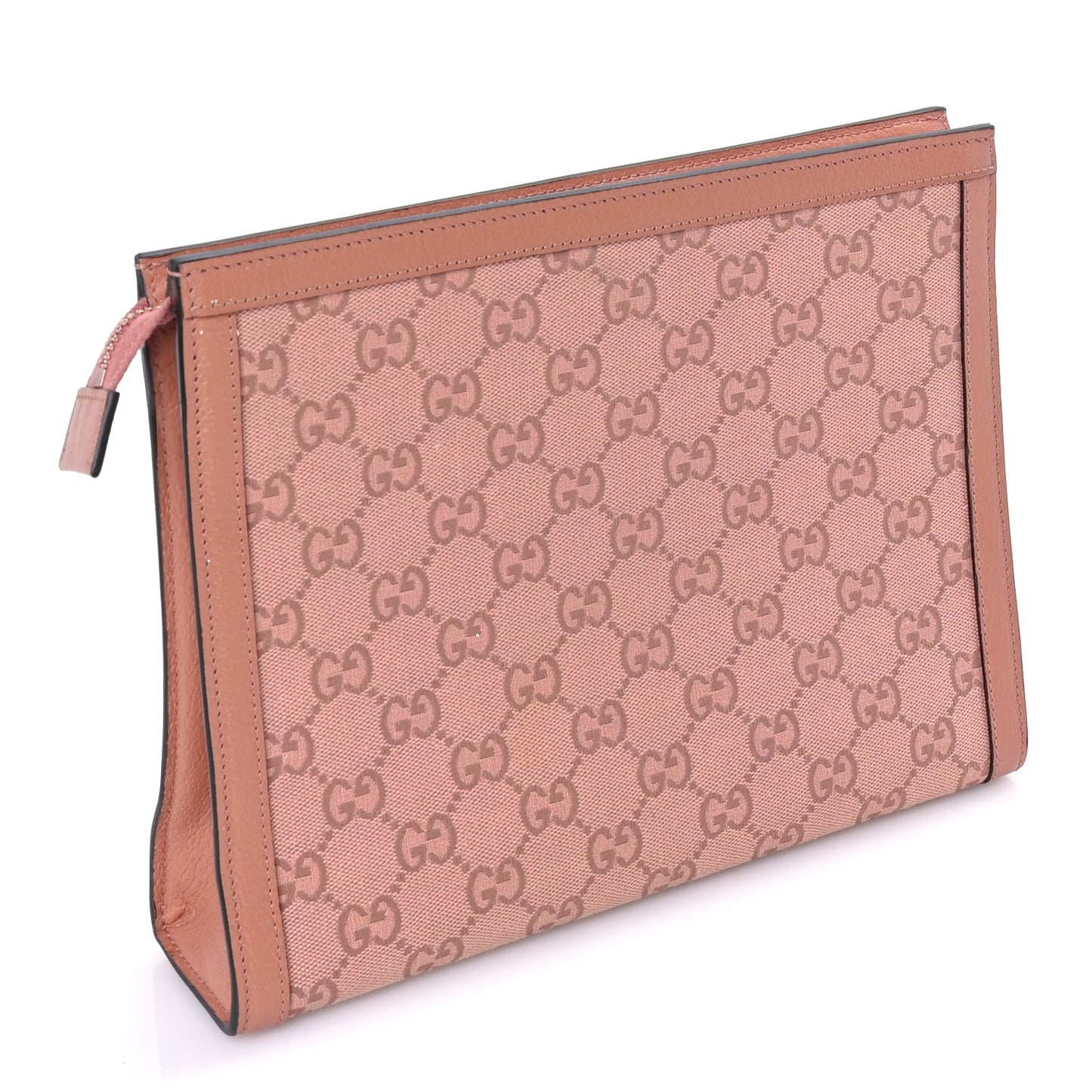 Gucci Monogram Textured Dollar Calfskin Ophidia Pouch Cloche  Rose Pink