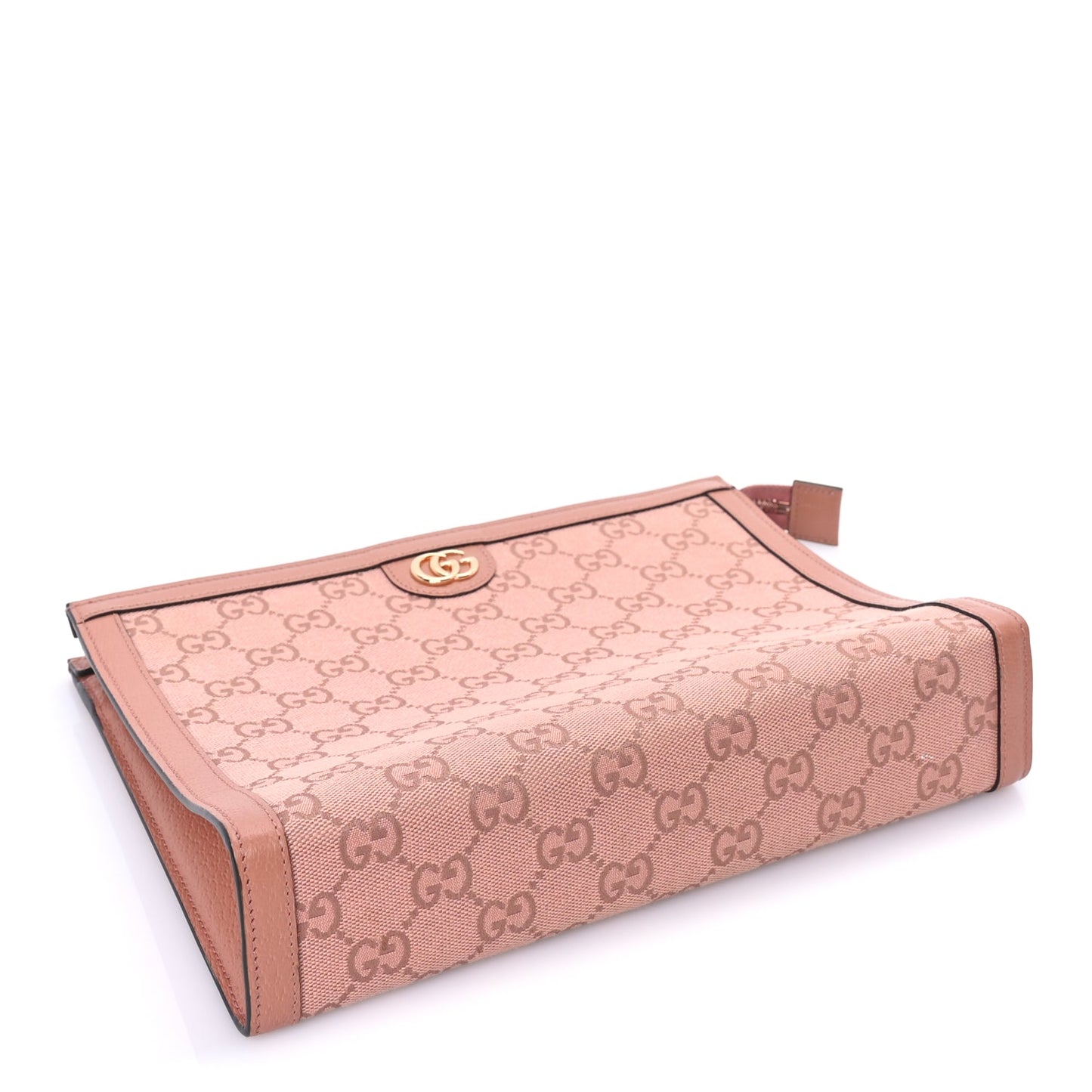 Gucci Monogram Textured Dollar Calfskin Ophidia Pouch Cloche  Rose Pink