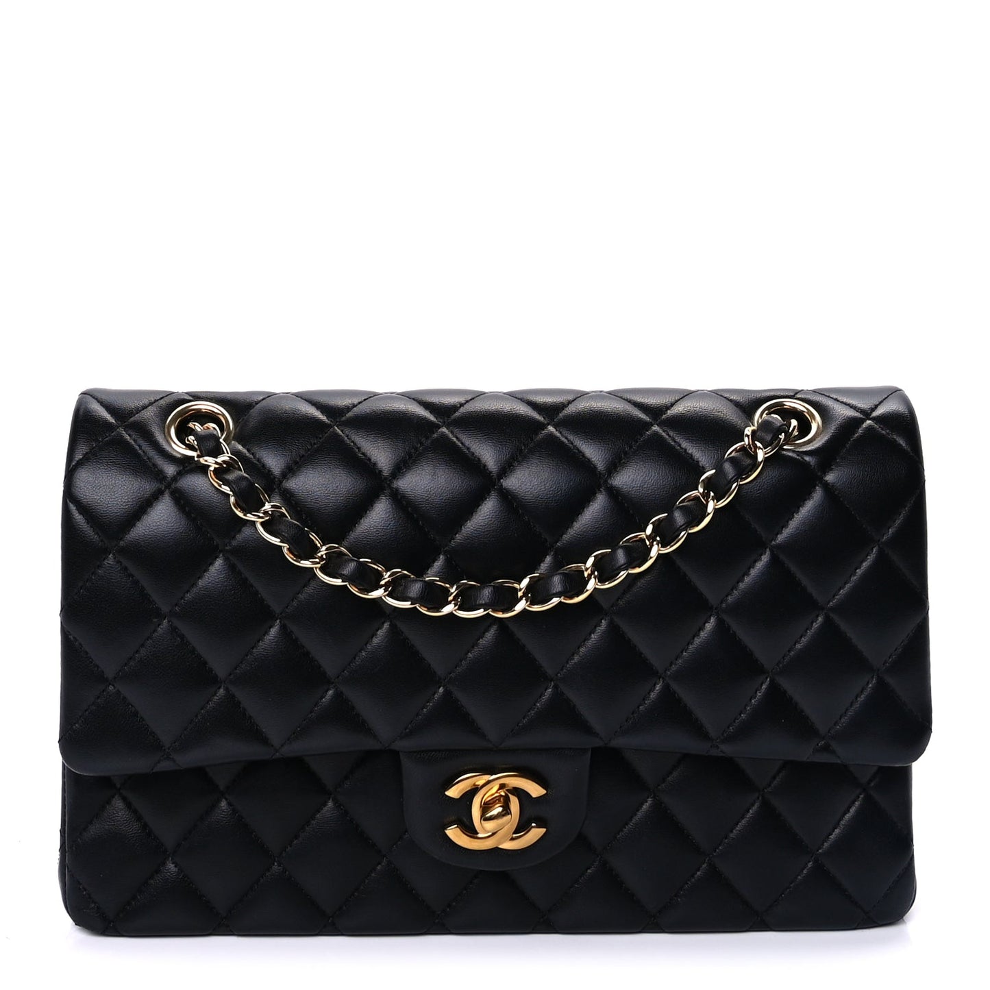 Chanel Lambskin Quilted Medium Double Flap  Black