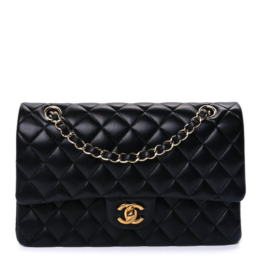 Chanel Lambskin Quilted Medium Double Flap  Black