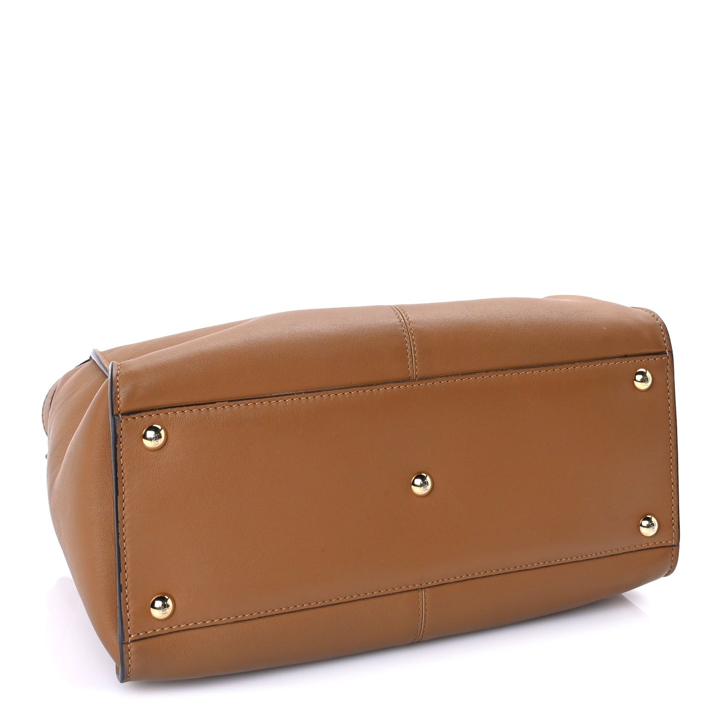 Fendi Vitello Seta Light Century Shearling FF 1974 Medium Peekaboo X-Lite Nocciolo Ebano Tobacco