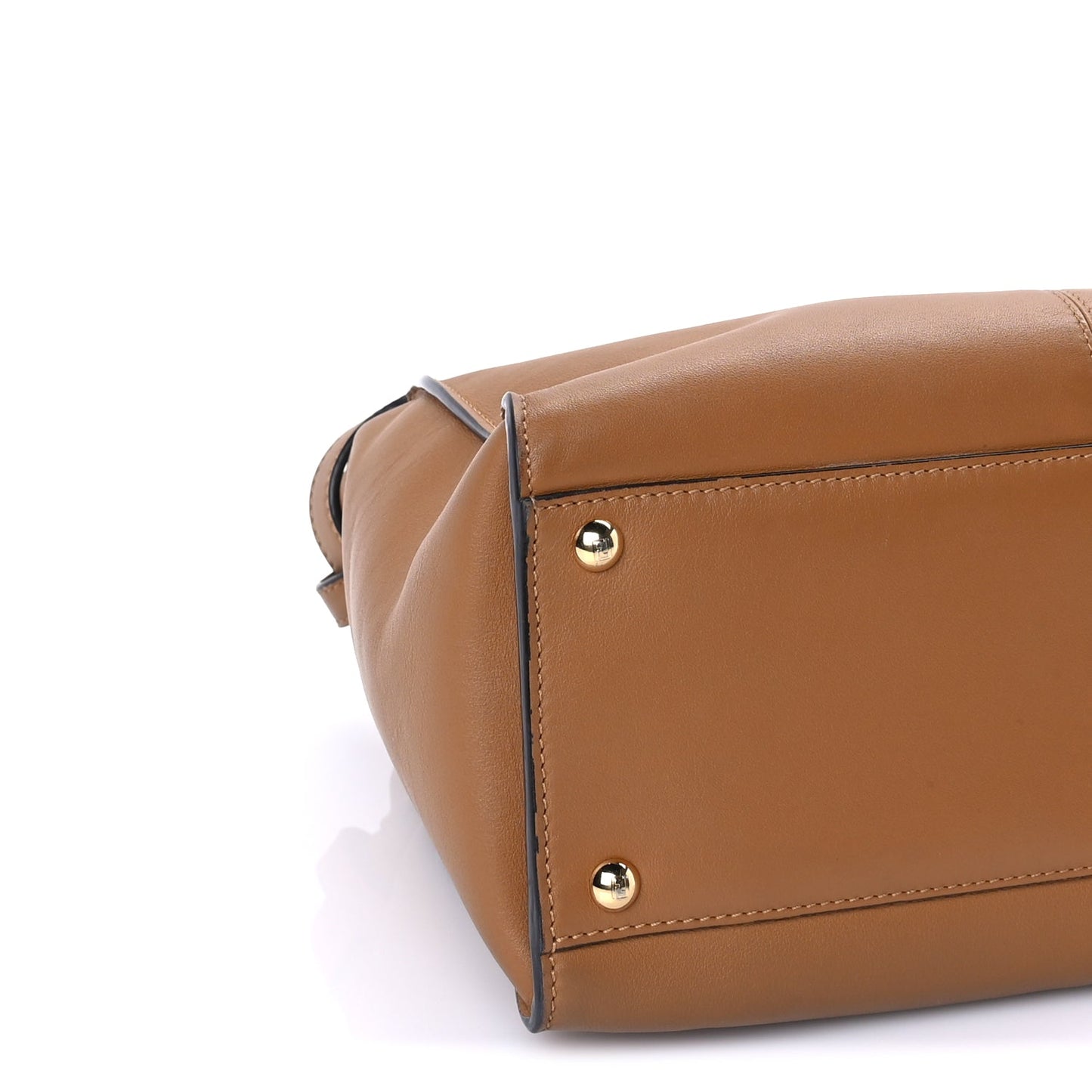 Fendi Vitello Seta Light Century Shearling FF 1974 Medium Peekaboo X-Lite Nocciolo Ebano Tobacco